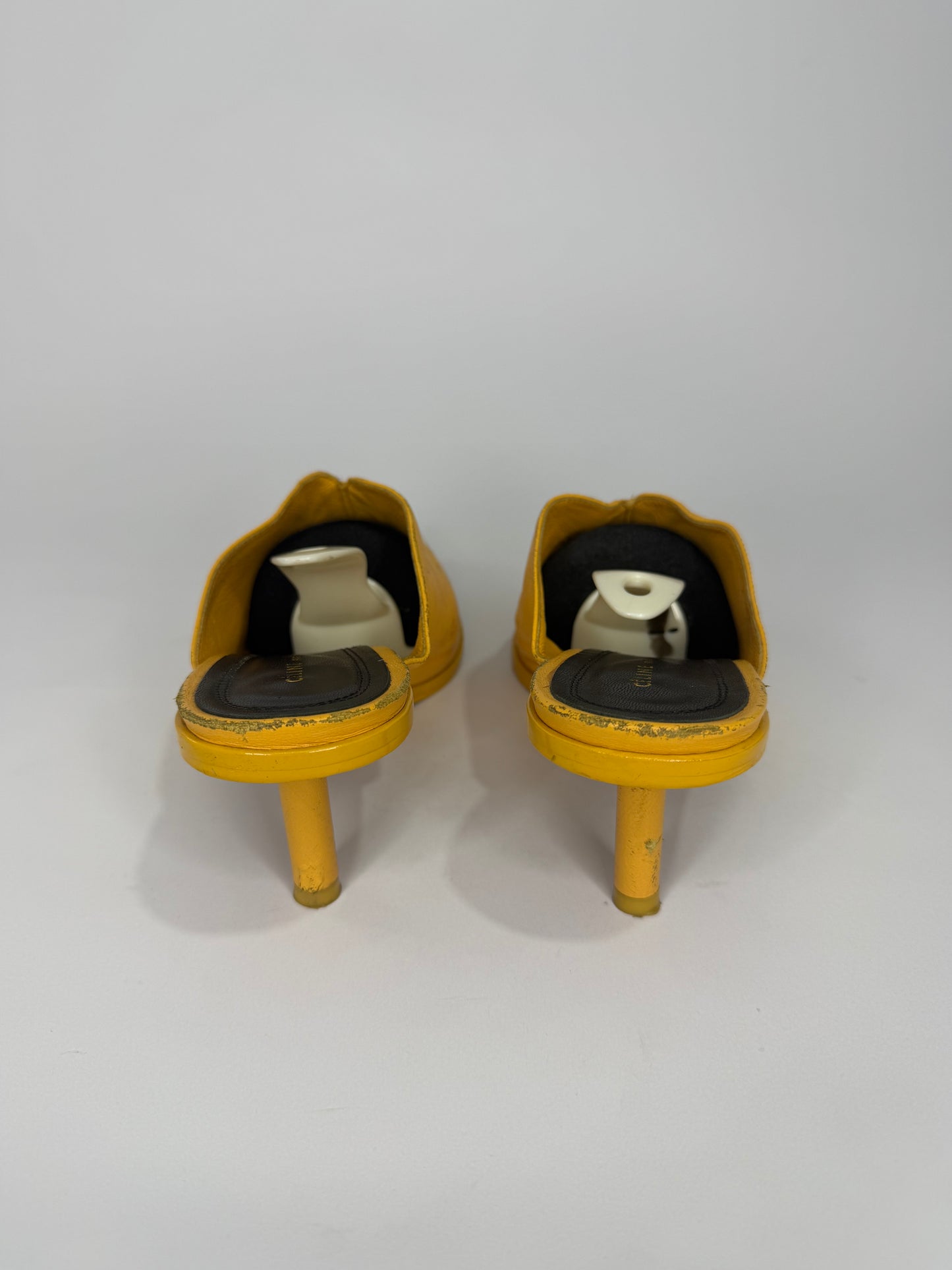 celine phoebe philo Yellow Leather Pointed-Toe Mule Heels Size 39 EU/ 9 US/ 6 UK