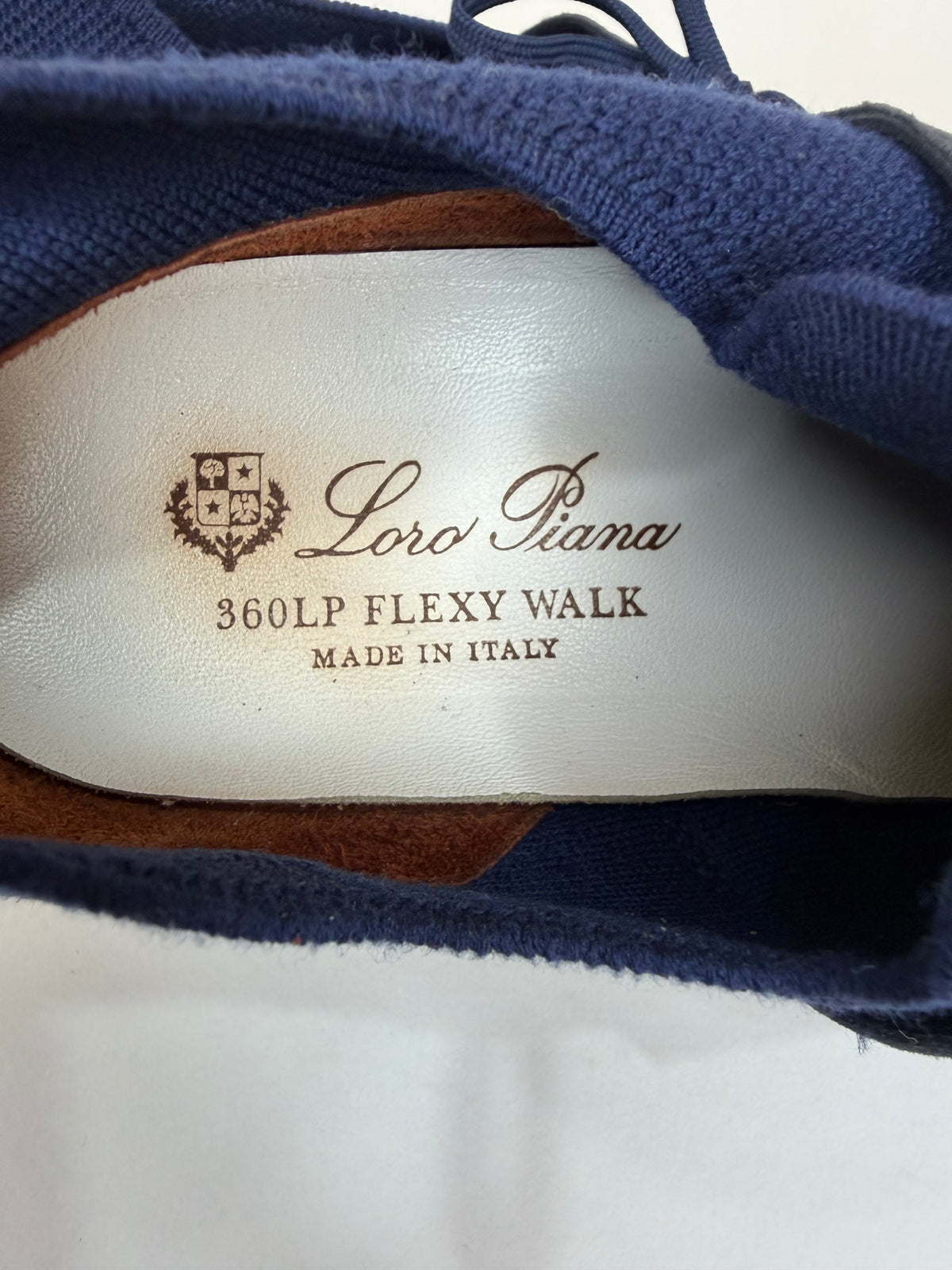 Loro Piana Blue Knit Fabric 360 LP Flexy Walk Low Top Sneakers Size 41 EU/ 8 US / 7 US