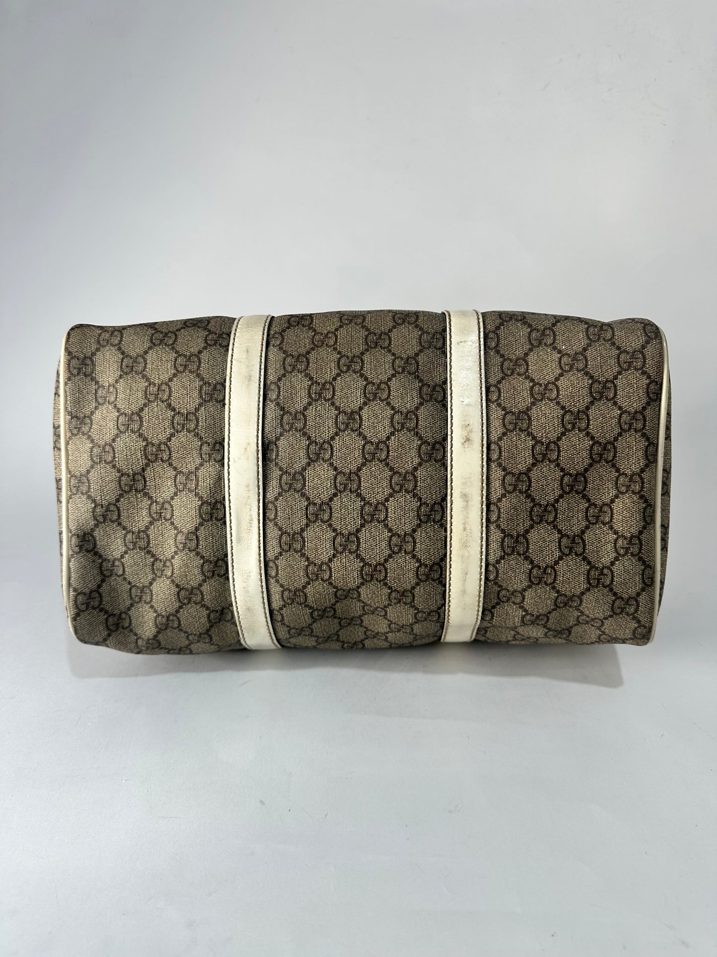 Gucci Beige/White GG Supreme Canvas and Leather Medium Joy Boston Bag