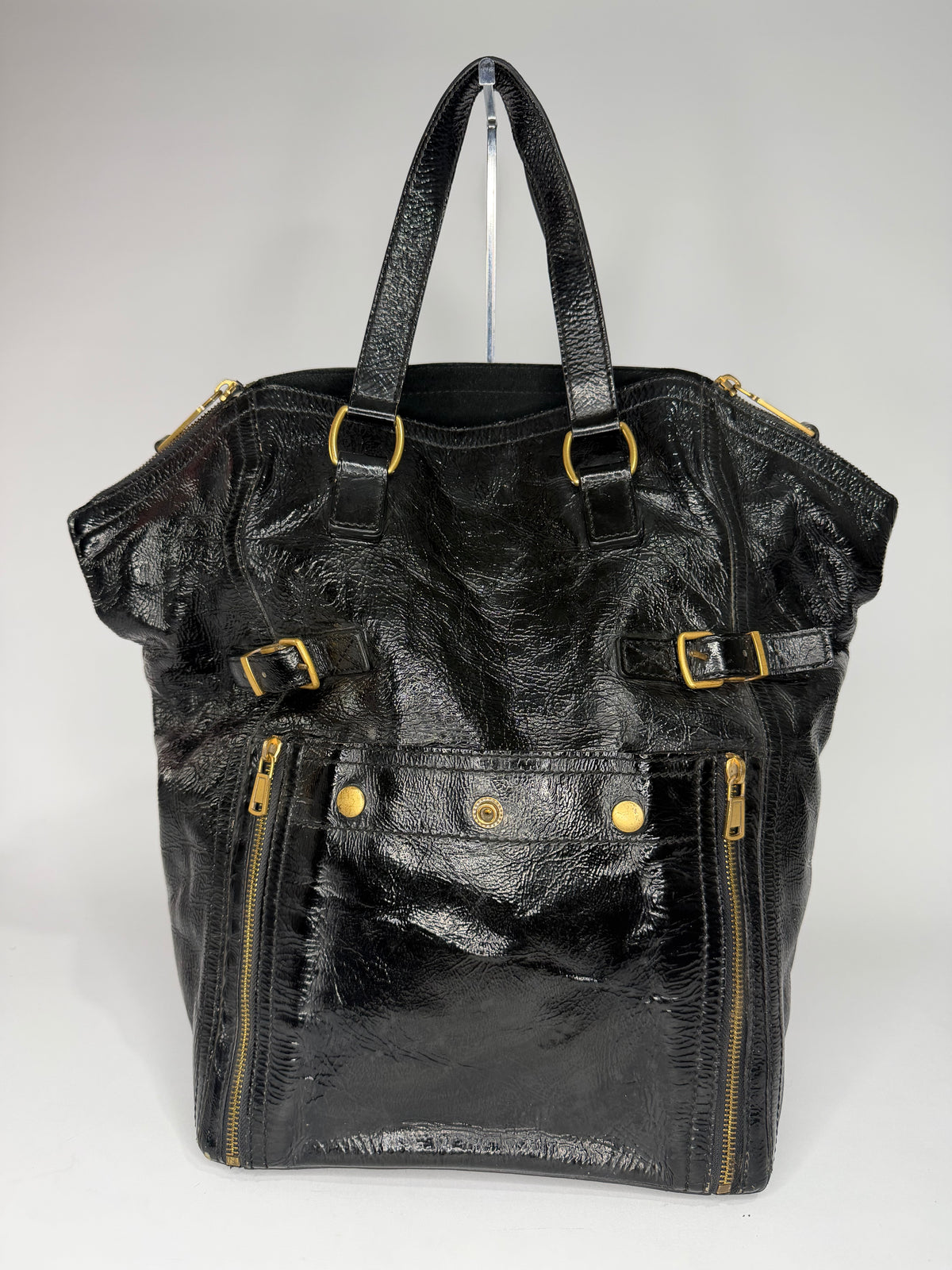 YVES SAINT LAURENT
Black Patent Leather Large Downtown Tote Bag