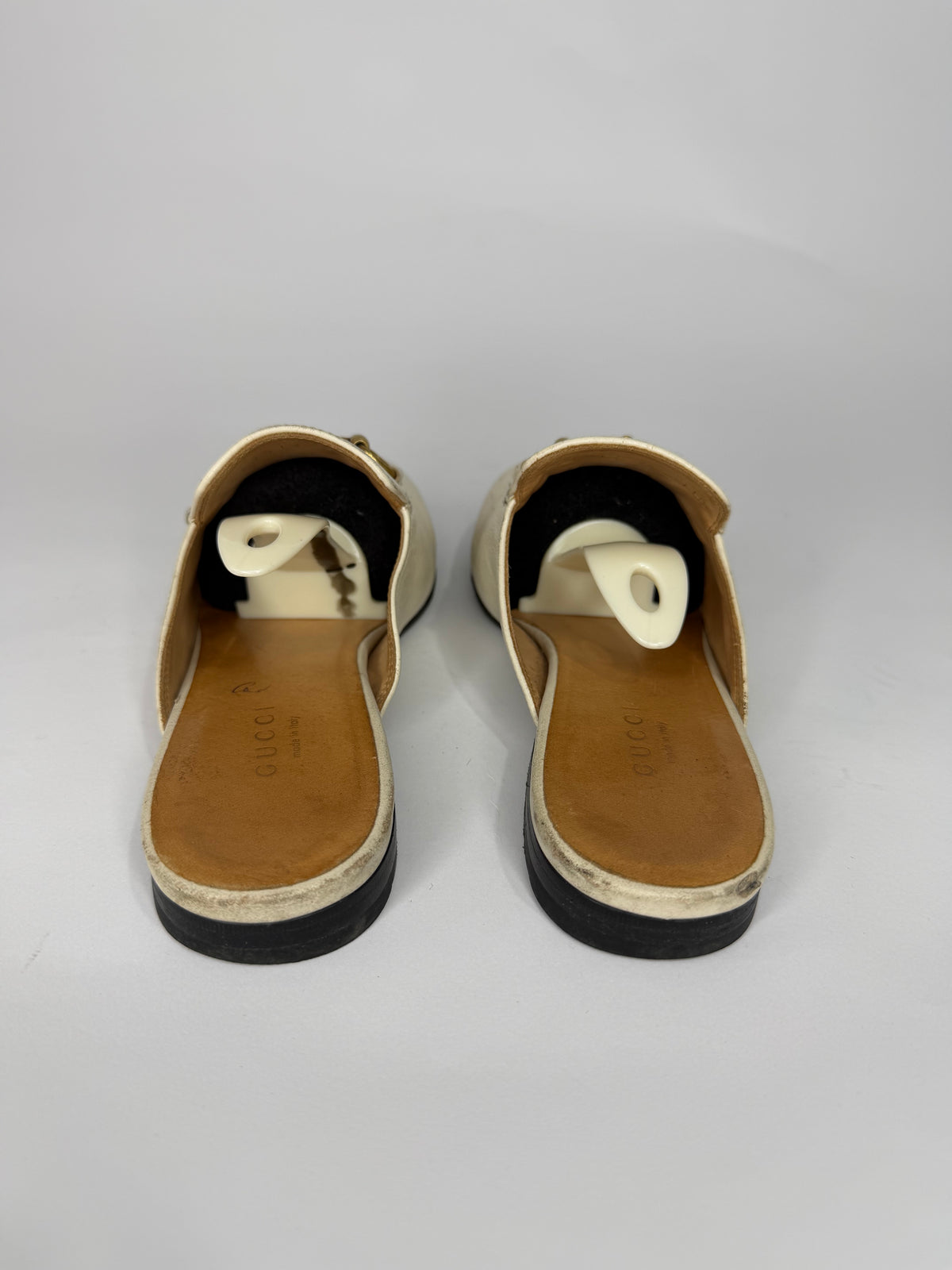 Gucci White Leather Princetown Mules Loafers Size 36 EU/ 3 UK/ 6 US