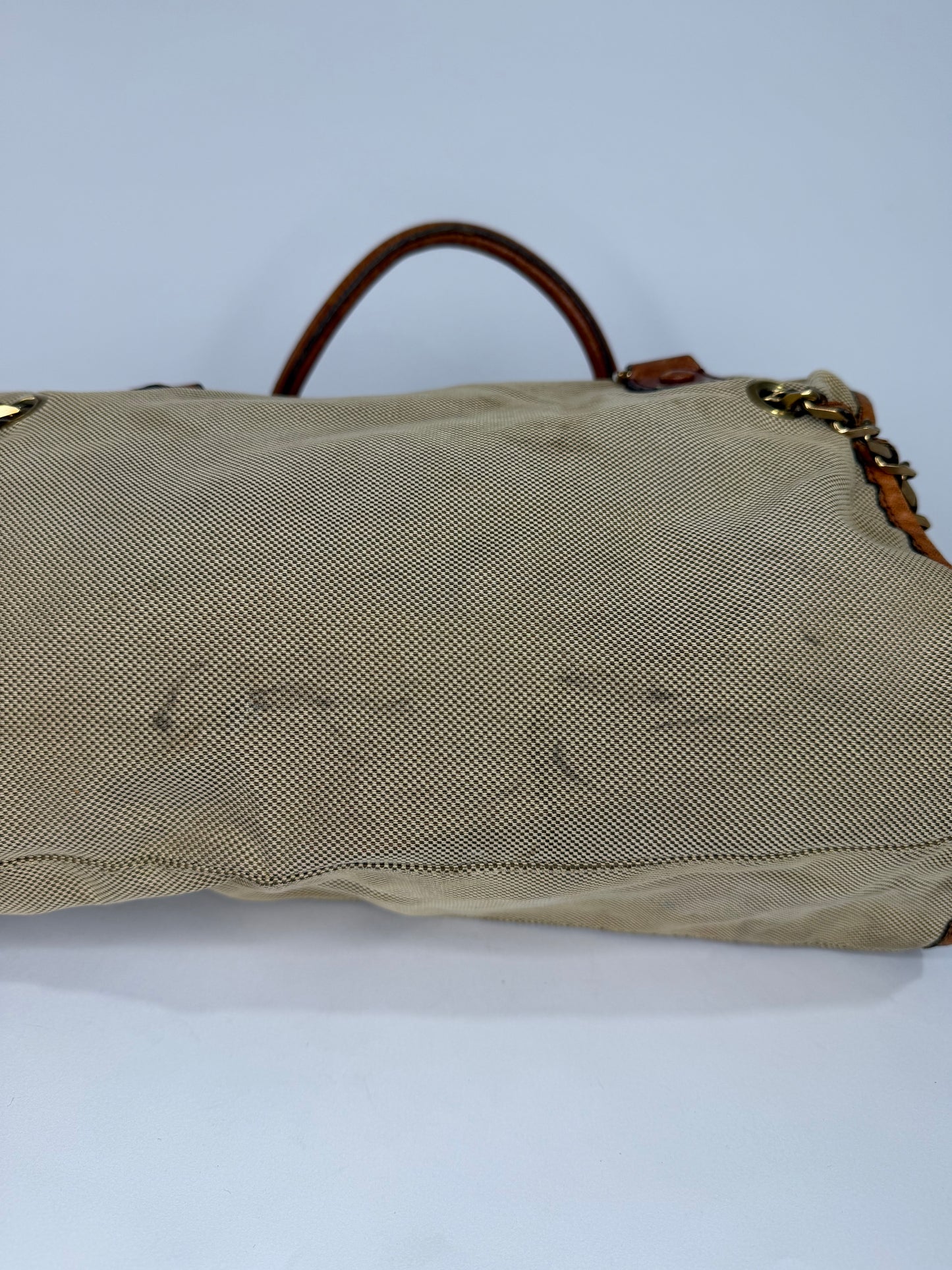 Chloe Beige/Tan Canvas and Leather Haley Tote