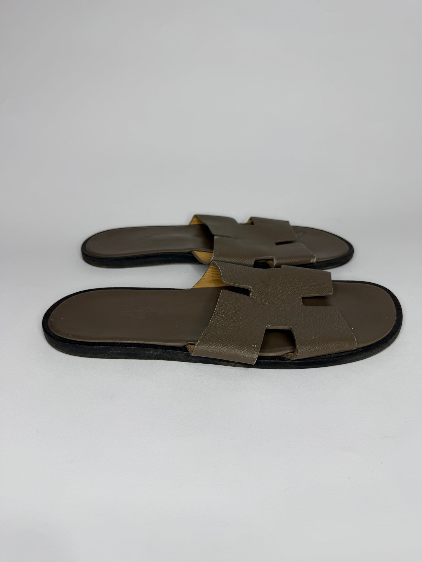 Hermes Beige Izmir Epsom Leather sandal Grey Size 42.5 EU/ 8.5 UK/ 9.5 US