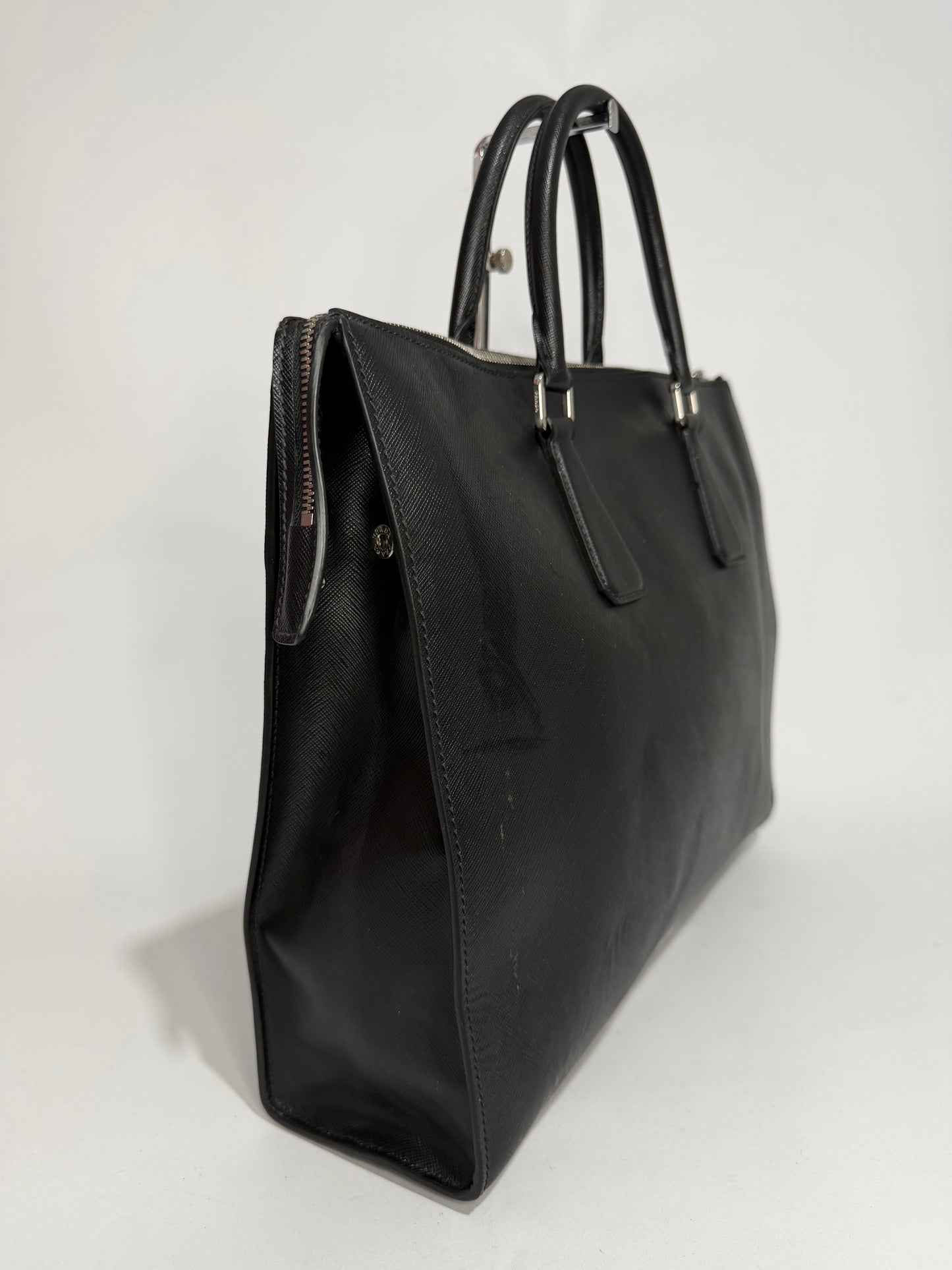 Prada Black Saffiano Leather Large Tote Bag / Briefcase