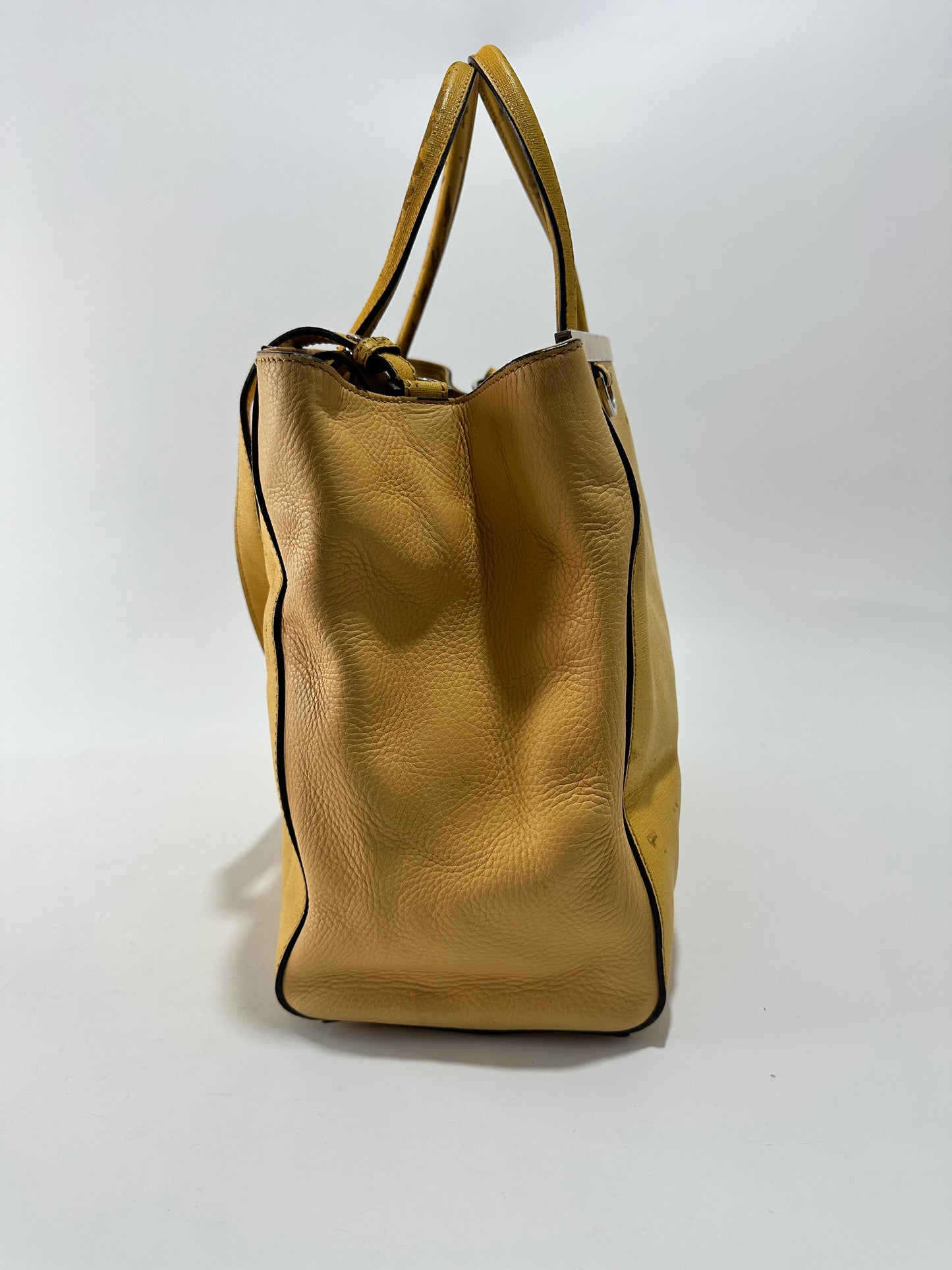 Fendi Yellow Leather Medium 2jours Tote