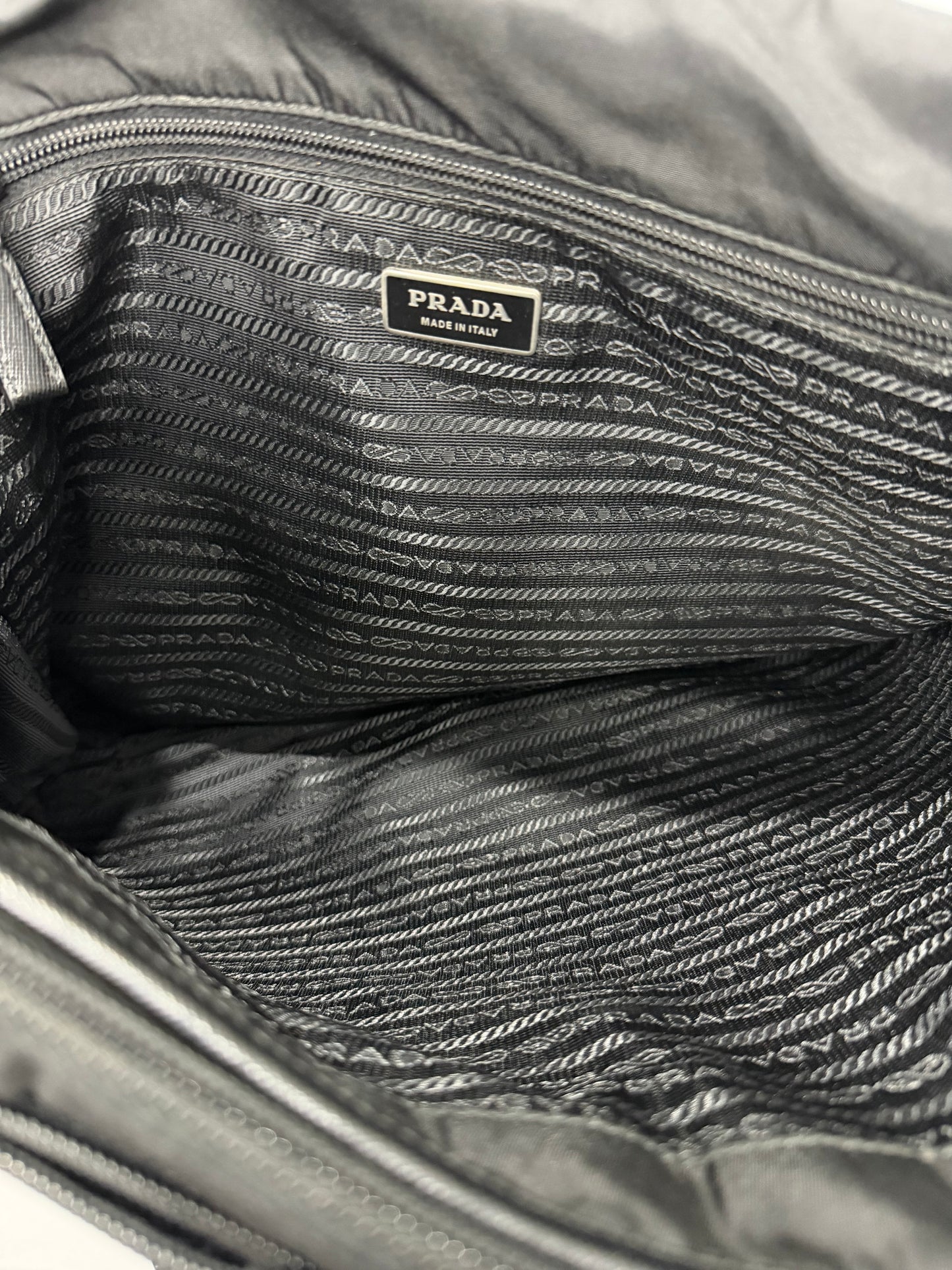 Prada Black Nylon Flap Messenger Bag