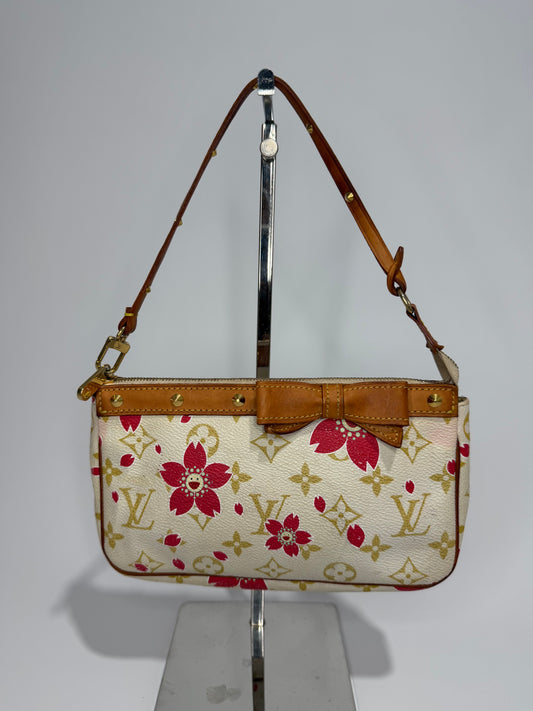 LOUIS VUITTON
Limited Edition Rouge Monogram Cherry Blossom Accessories Pochette Bag