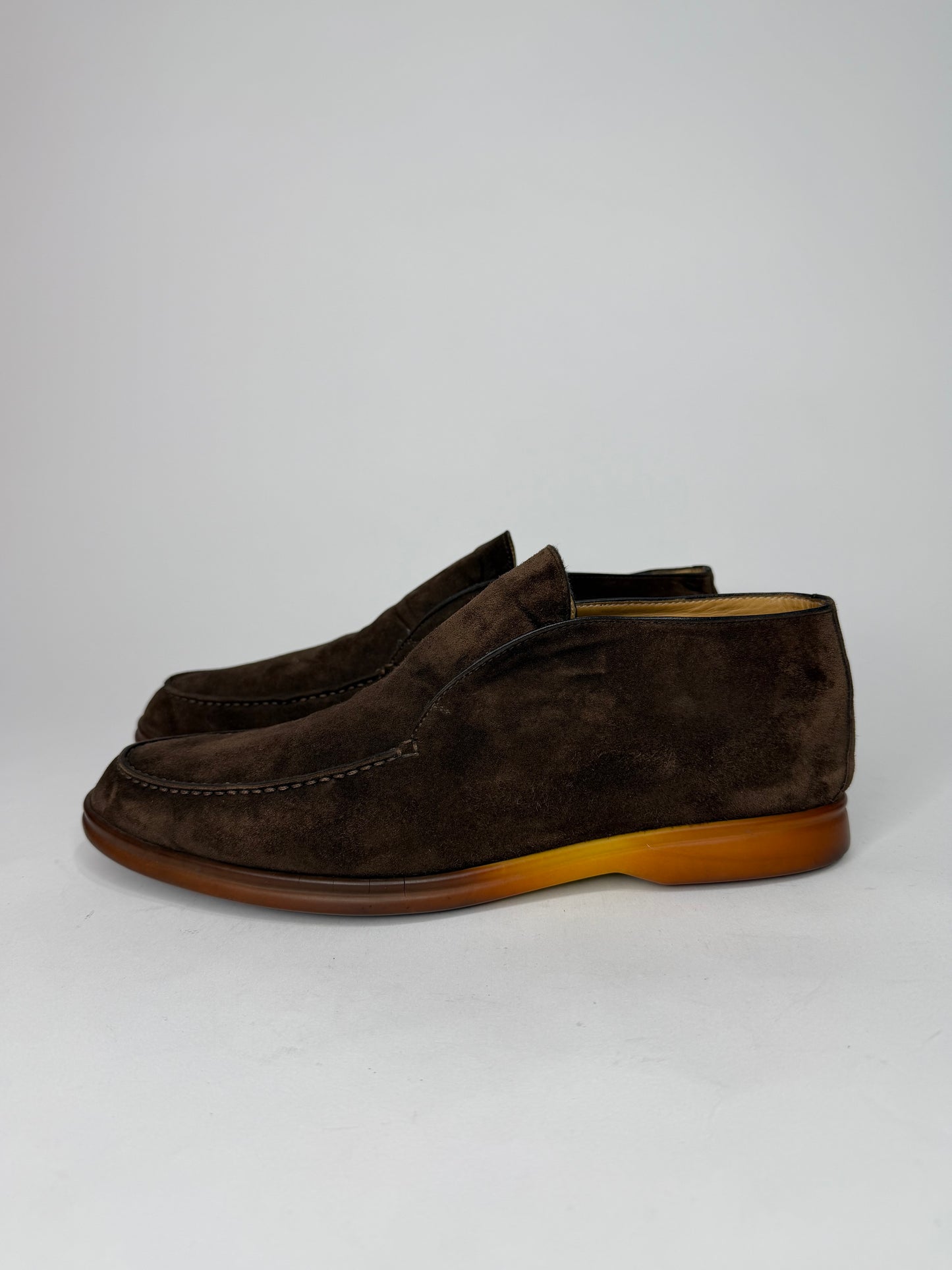 Loro Piana Open Walk Dark Brown Suede Ankle Length Boots