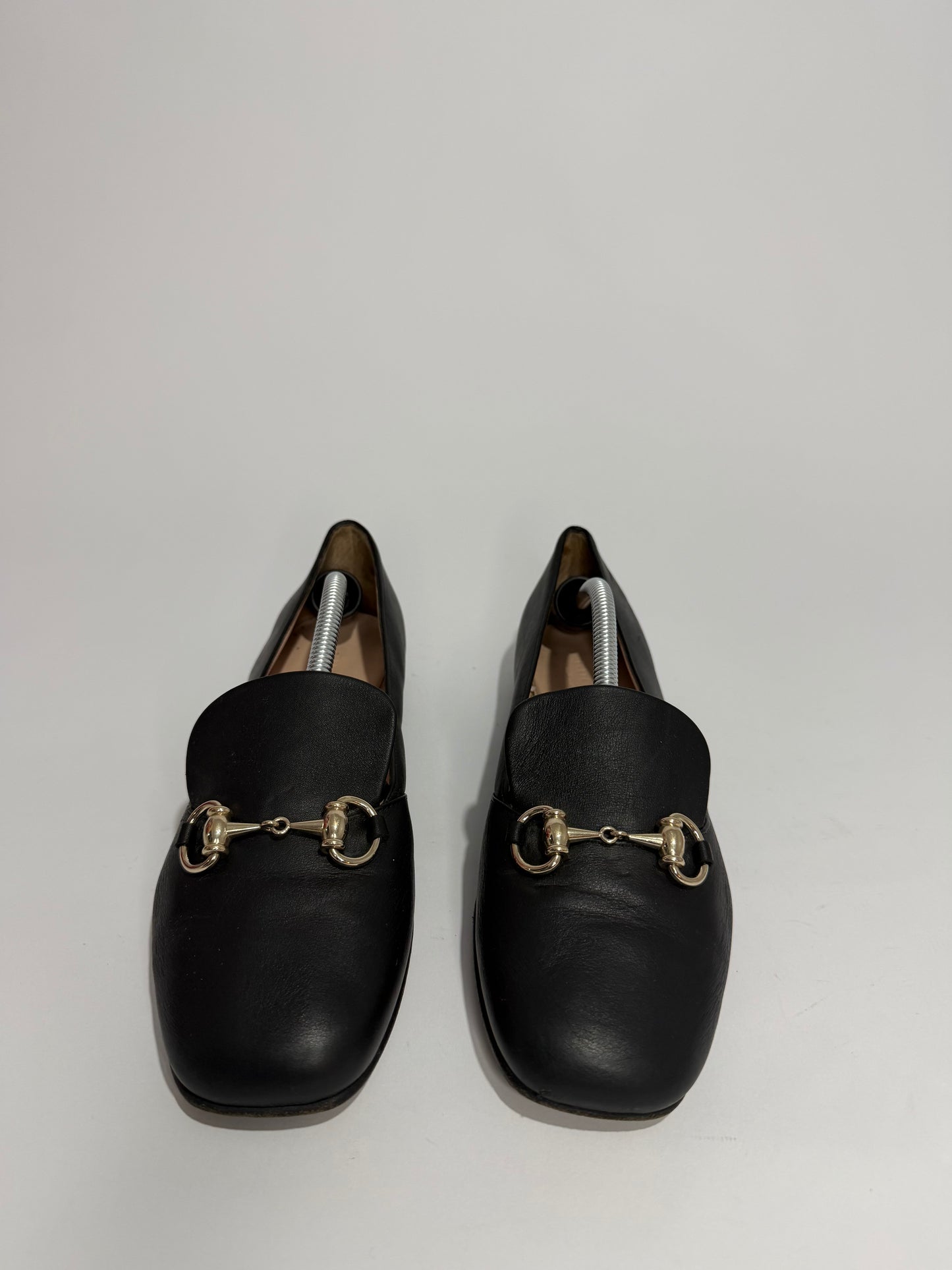 Gucci Black Leather Horsebit Loafers Size 37.5