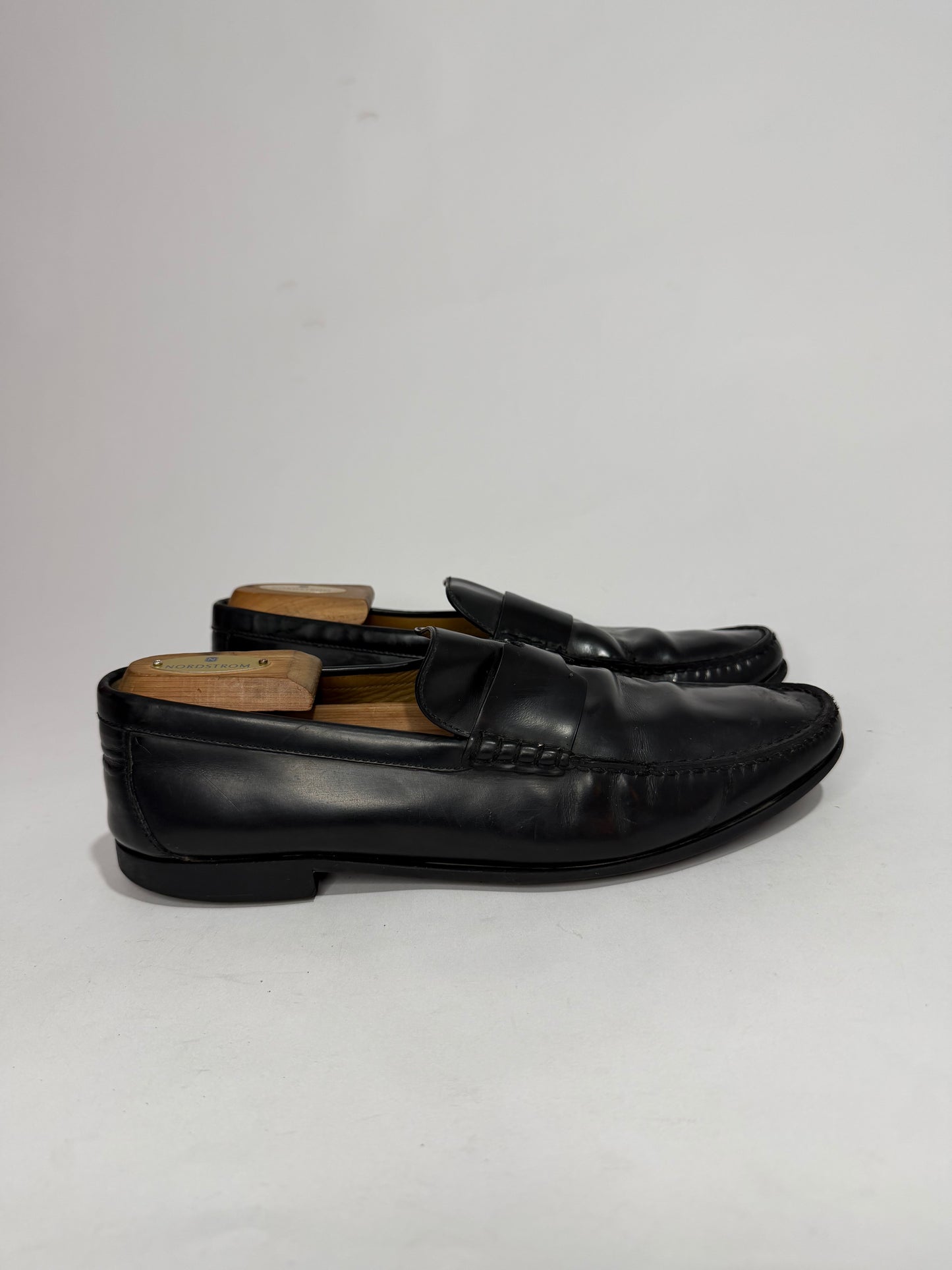 HERMES Black Leather Slip On Kennedy Loafers Size 42 EU/ 9 US/ 8 UK