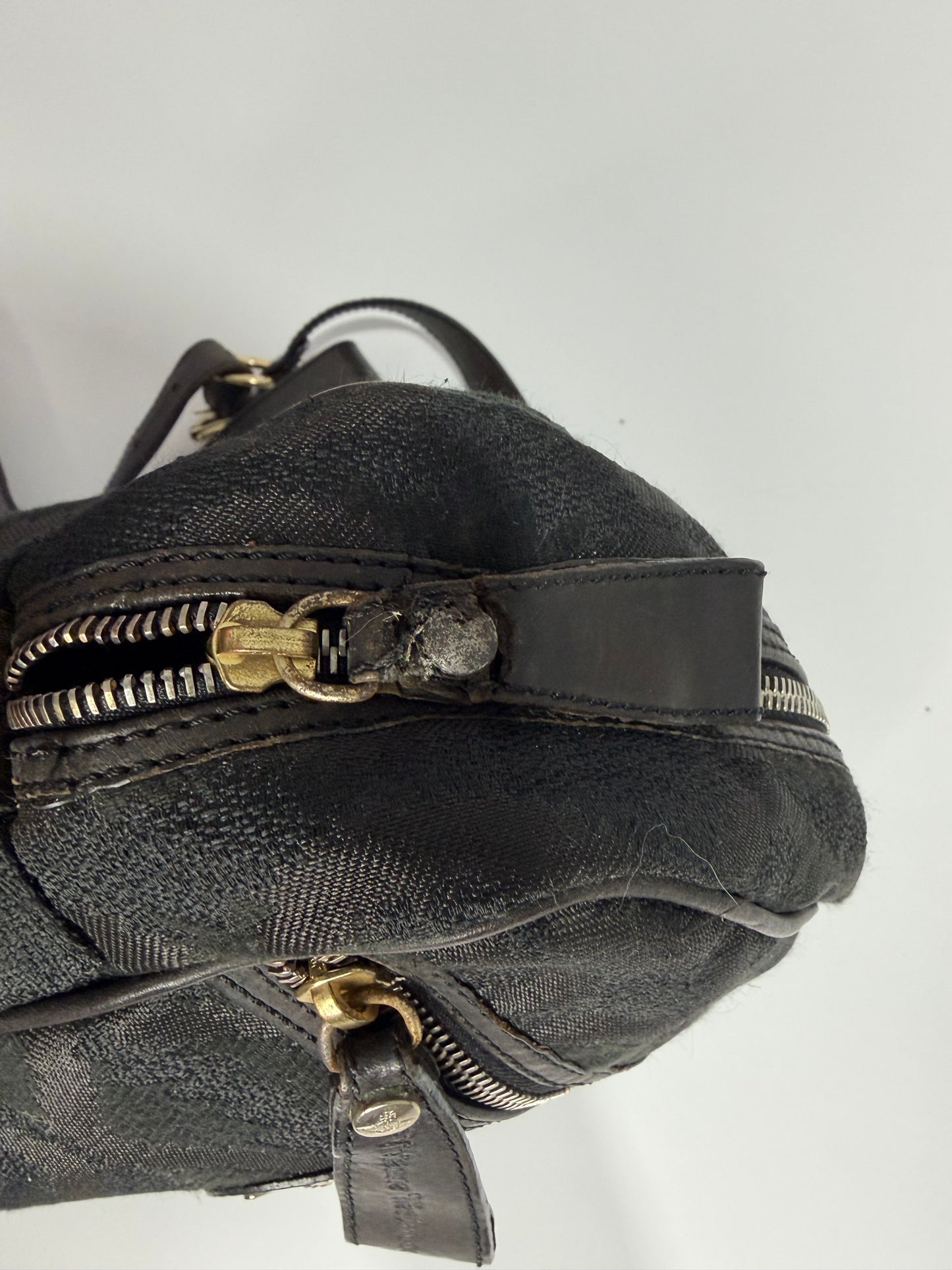 Vivienne Westwood Orb Jacquard Mini Crossbody Bag – Black Canvas & Leather Trim