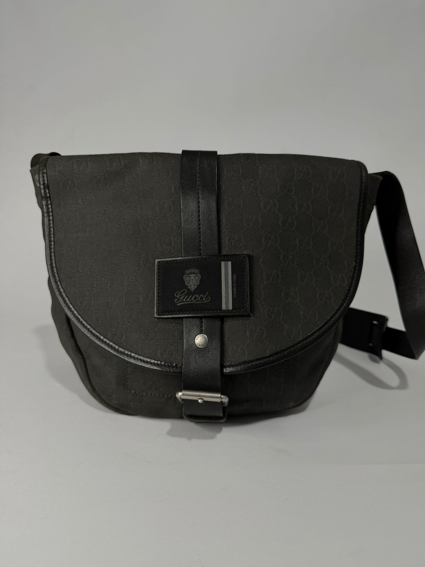 Authentic Gucci GG Canvas Messenger Bag Black