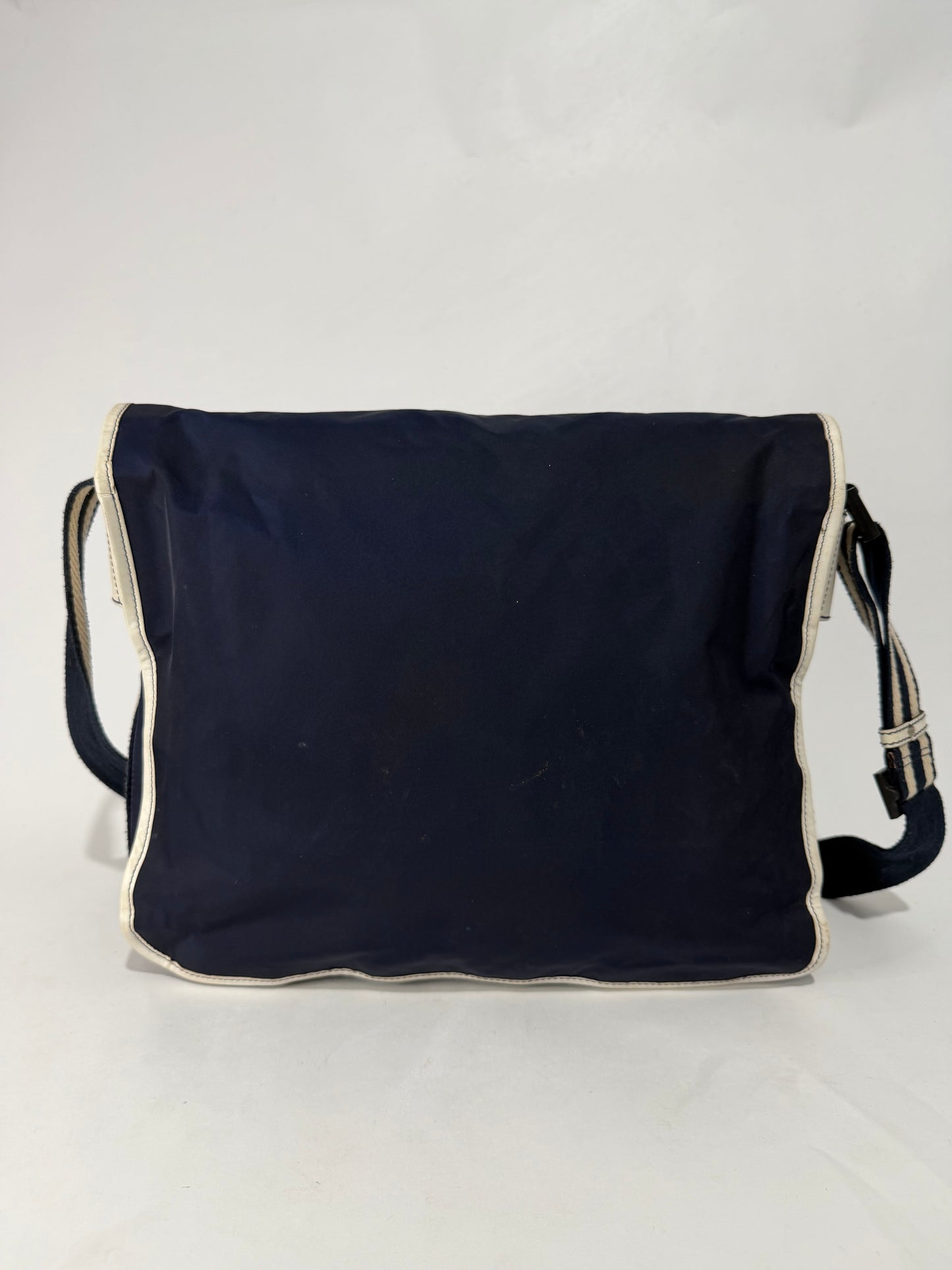 Gucci Vintage Nylon Messenger Bag Navy & Cream