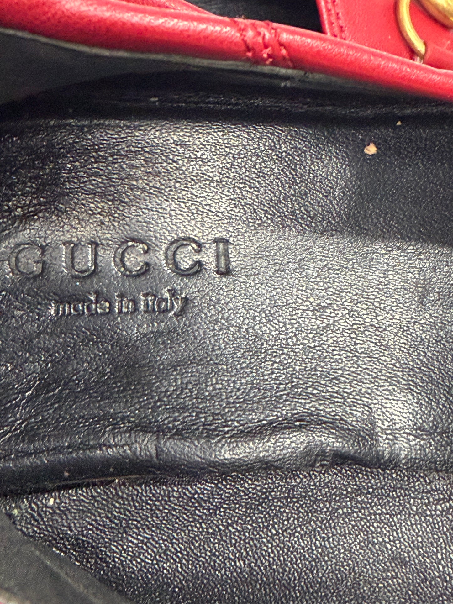 Gucci Red Leather Foldable Horsebit Loafers Size 37/ 7 US/ 4 UK