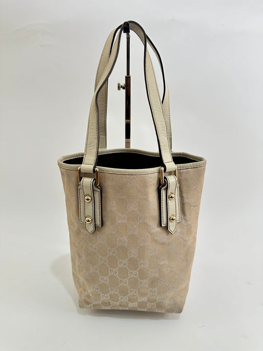 GUCCI White GG Canvas Mushrooms Tote Bag