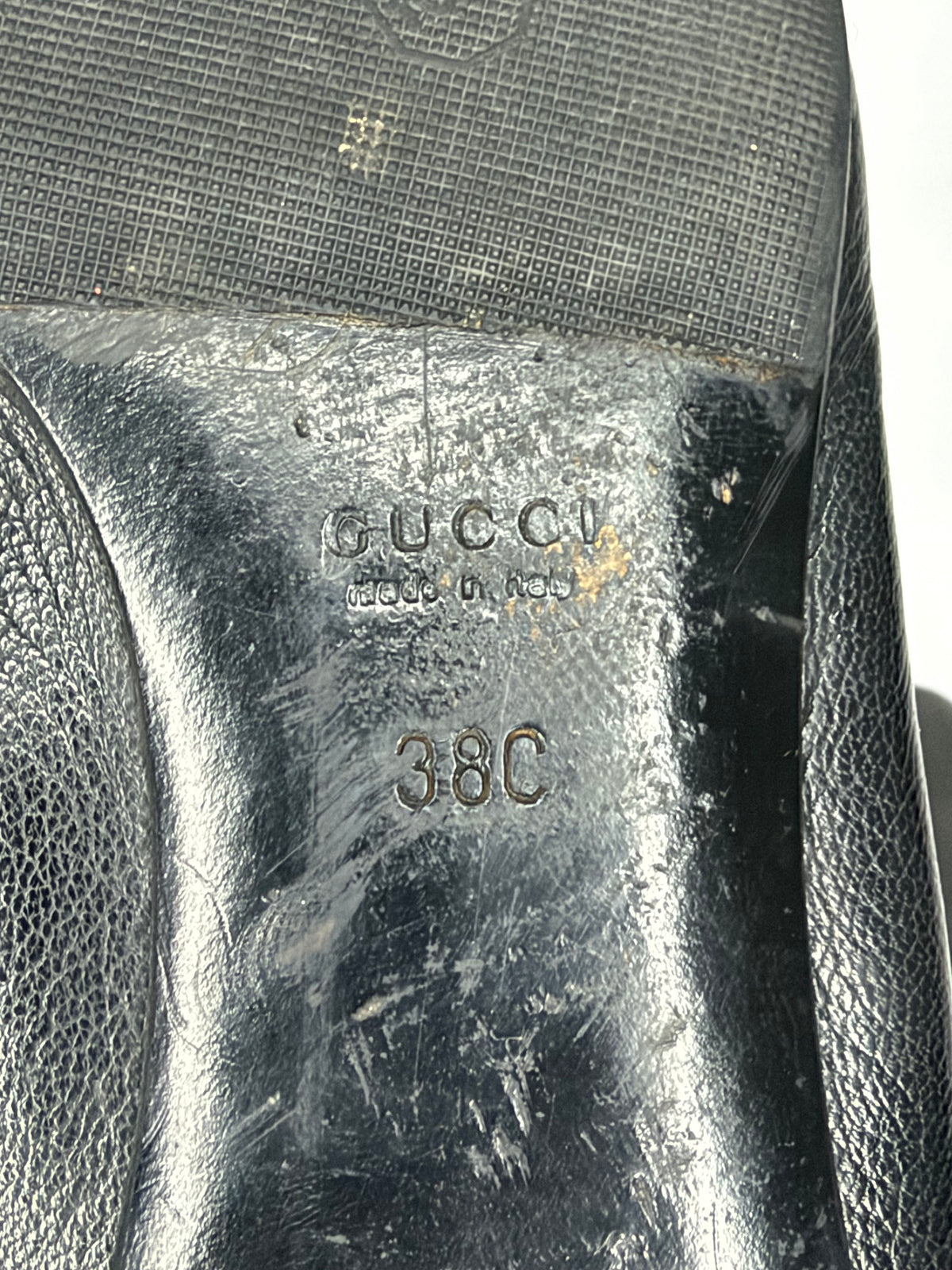 Gucci Black Leather GG Web Stripe Flats Loafers Made in Italy Size 38C
