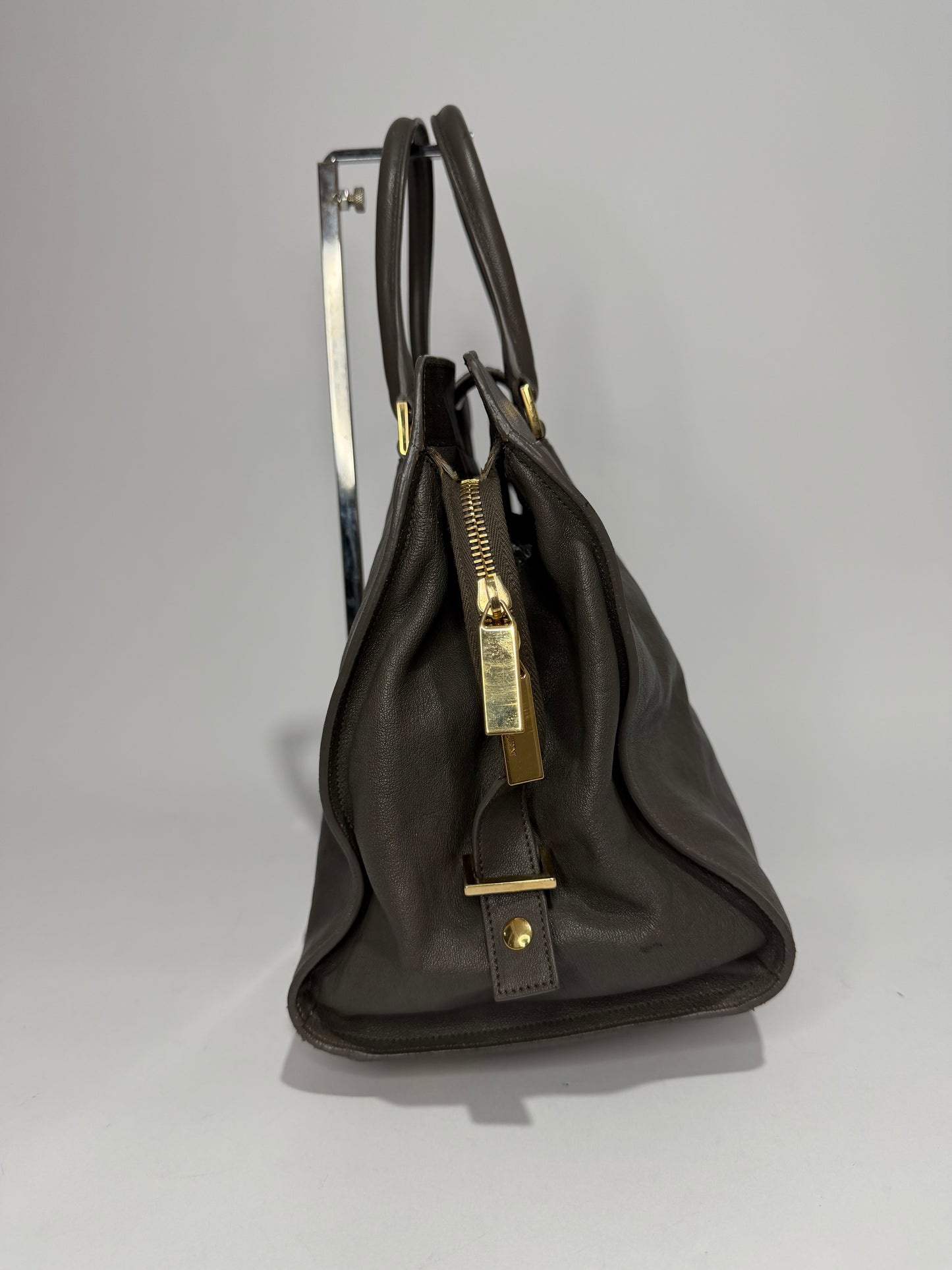 Yves Saint Laurent Grey Leather Large Cabas Chyc Tote