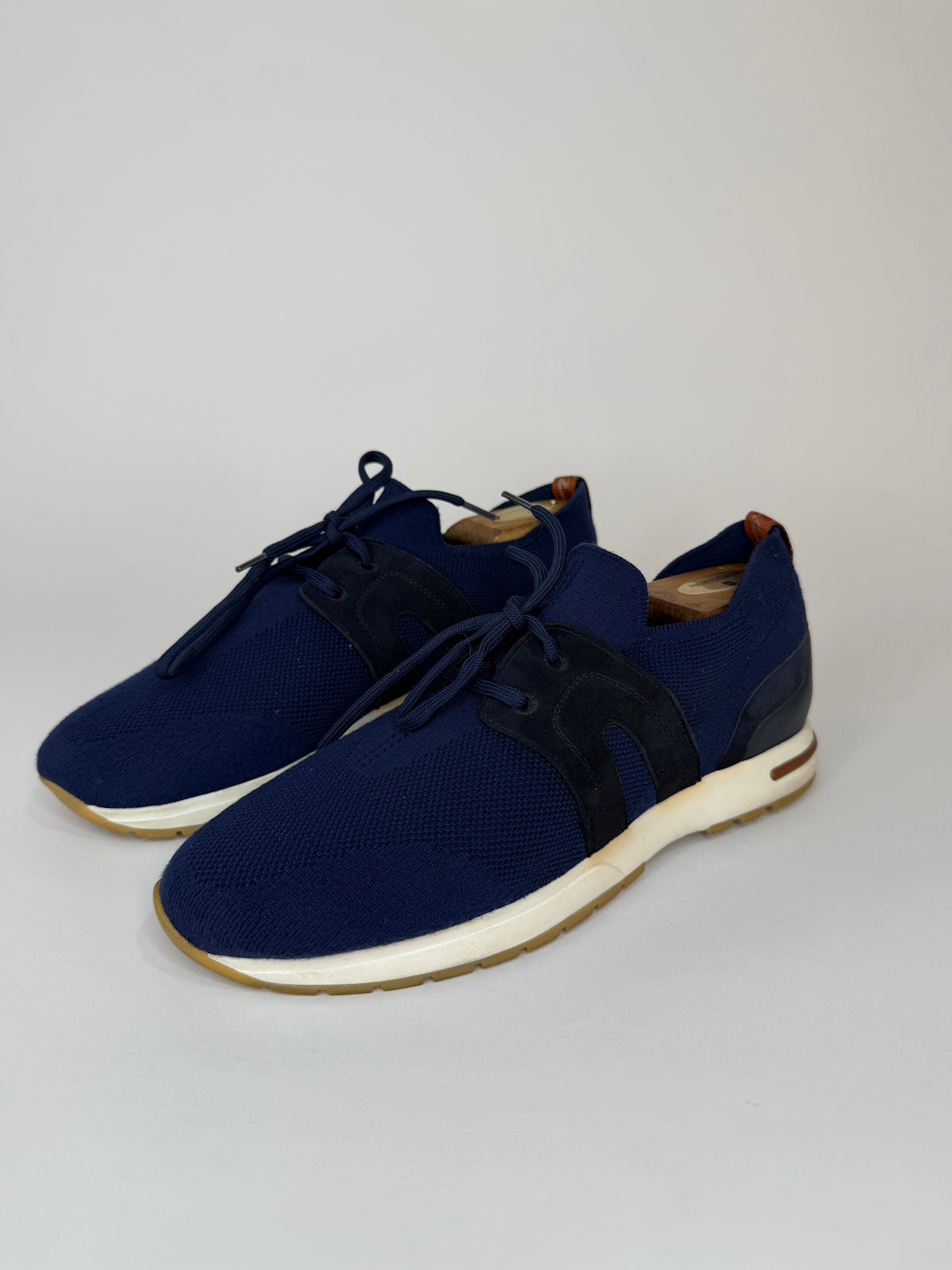 Loro Piana Blue Knit Fabric 360 LP Flexy Walk Low Top Sneakers Size 41 EU/ 8 US / 7 US
