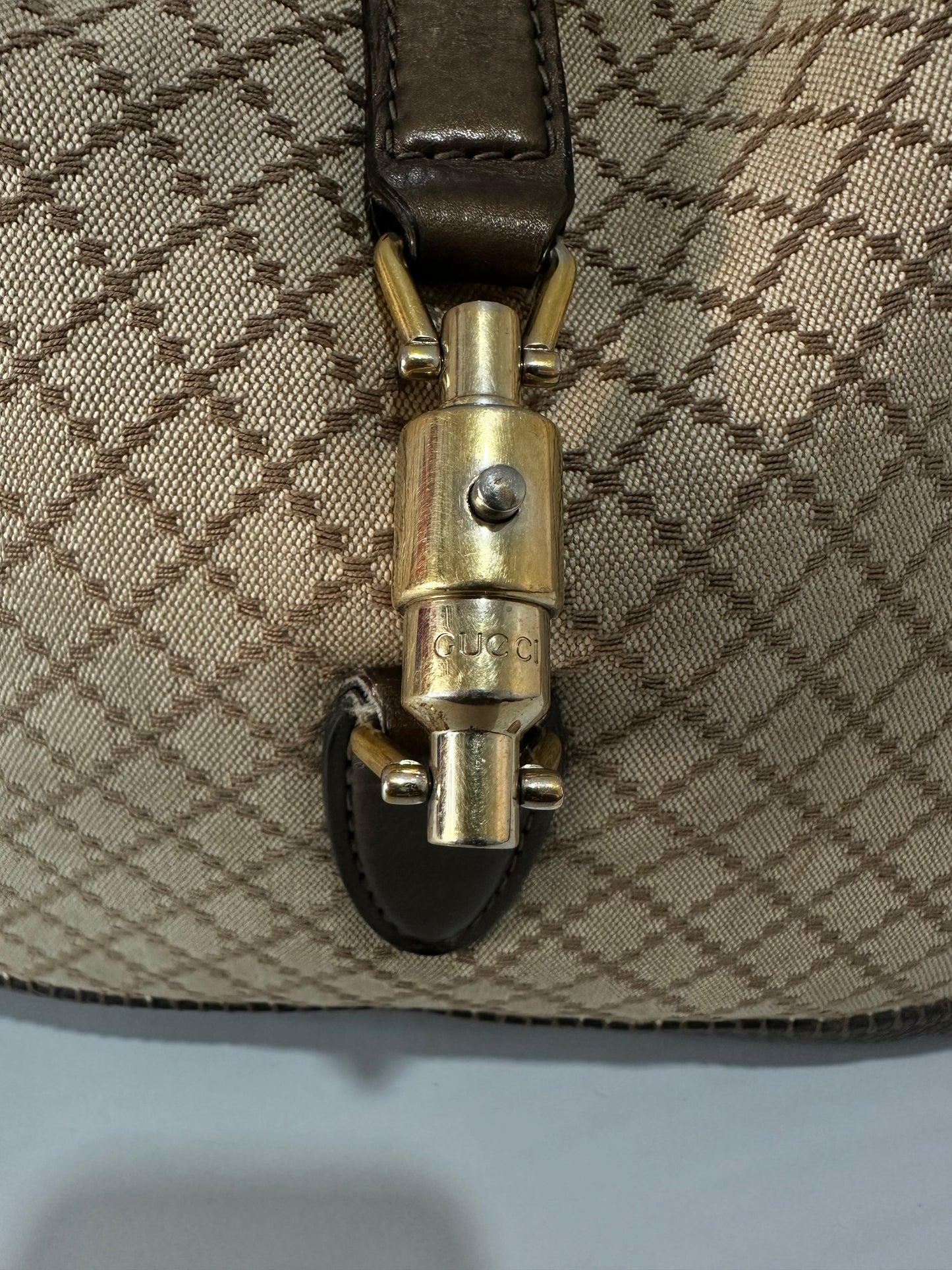 Gucci Brown/Beige Diamante Canvas New Jackie Shoulder Bag