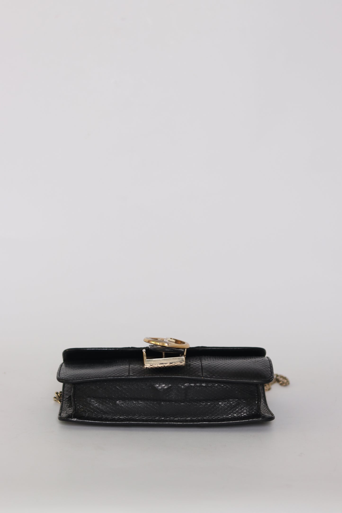 Gucci Black Python 1973 Chain Clutch