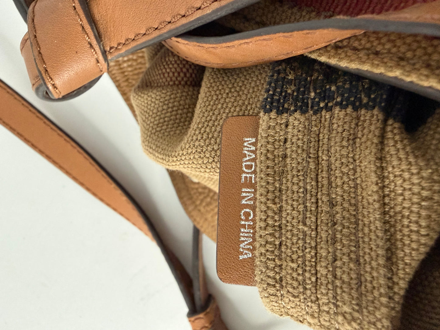 BURBERRY Canvas Mega Check Mini Ashby Tassel Crossbody Brown