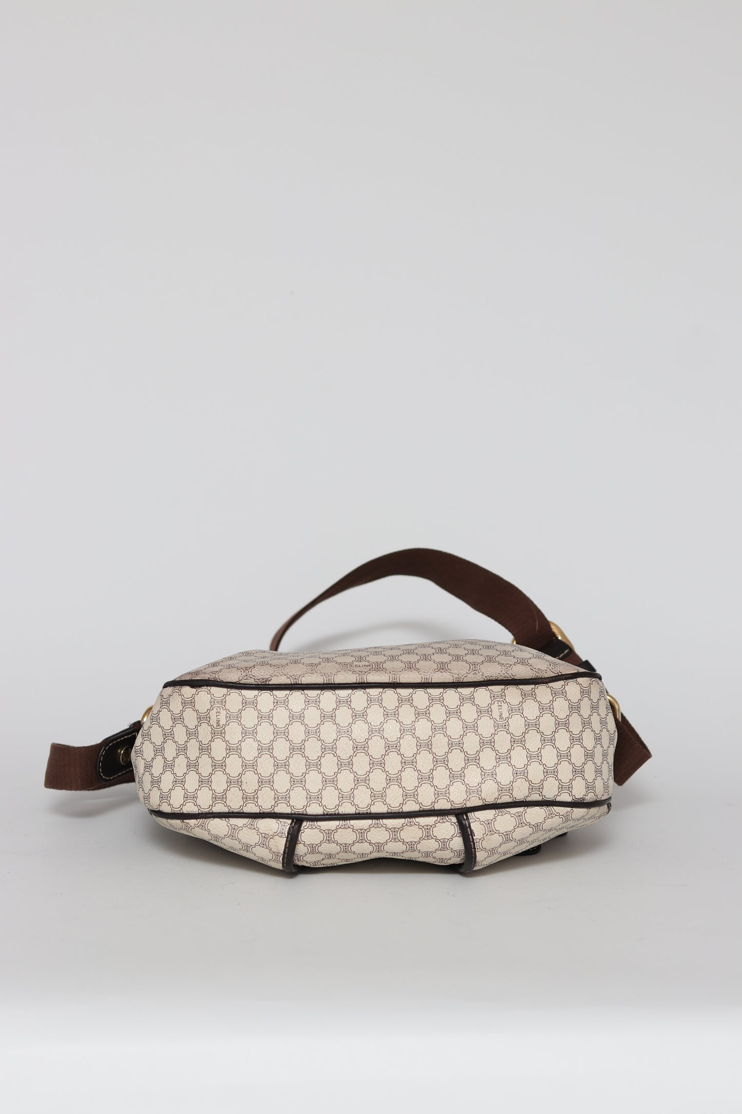 CELINE Macadam Canvas Shoulder Bag PVC White