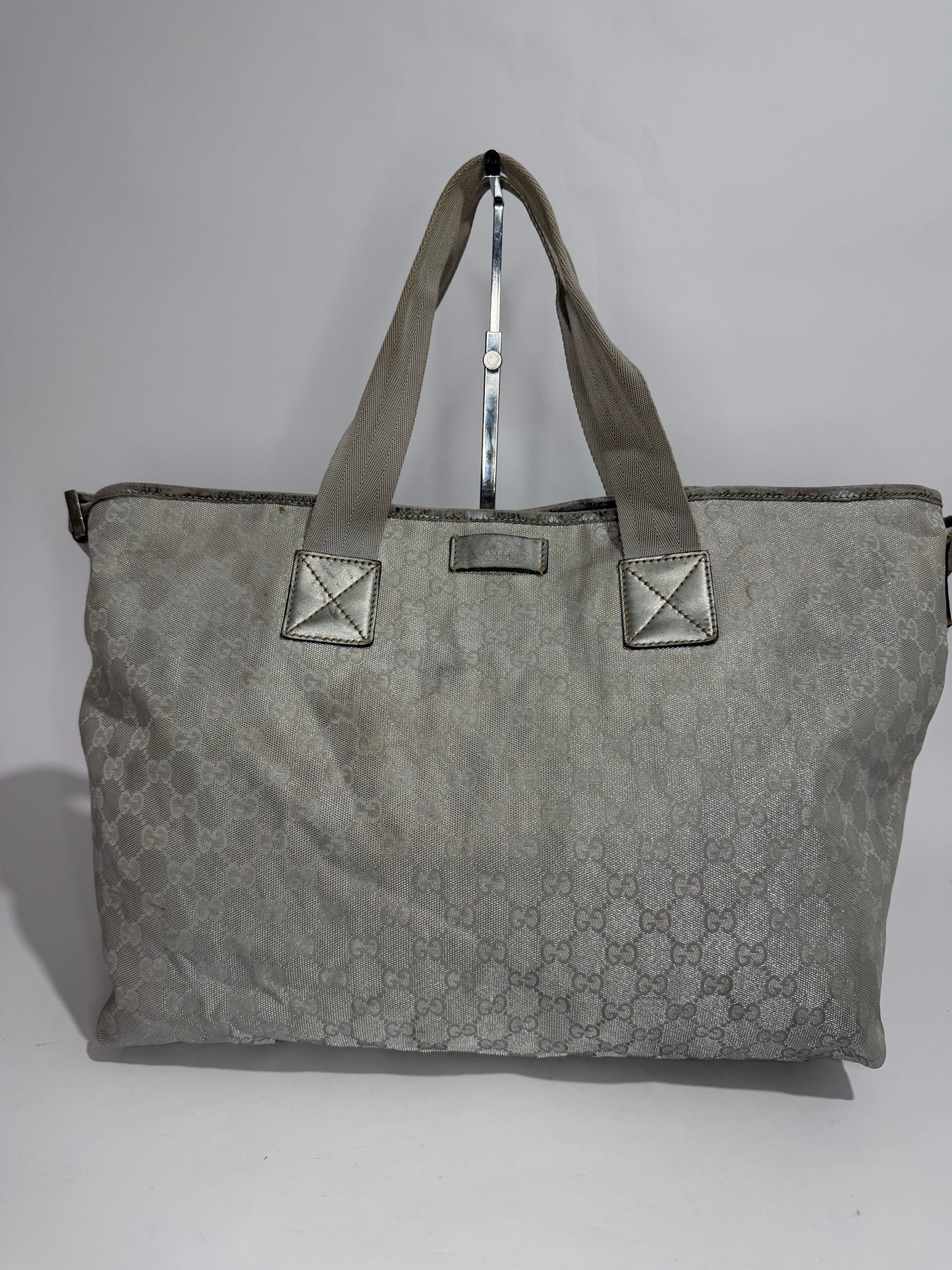 GUCCI
Metallic Silver GG Canvas Travel Tote