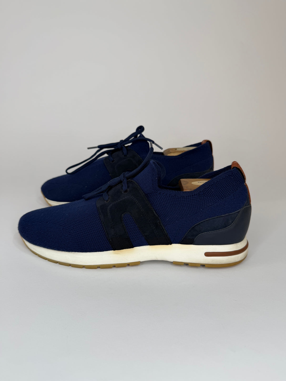 Loro Piana Blue Knit Fabric 360 LP Flexy Walk Low Top Sneakers Size 41 EU/ 8 US / 7 US