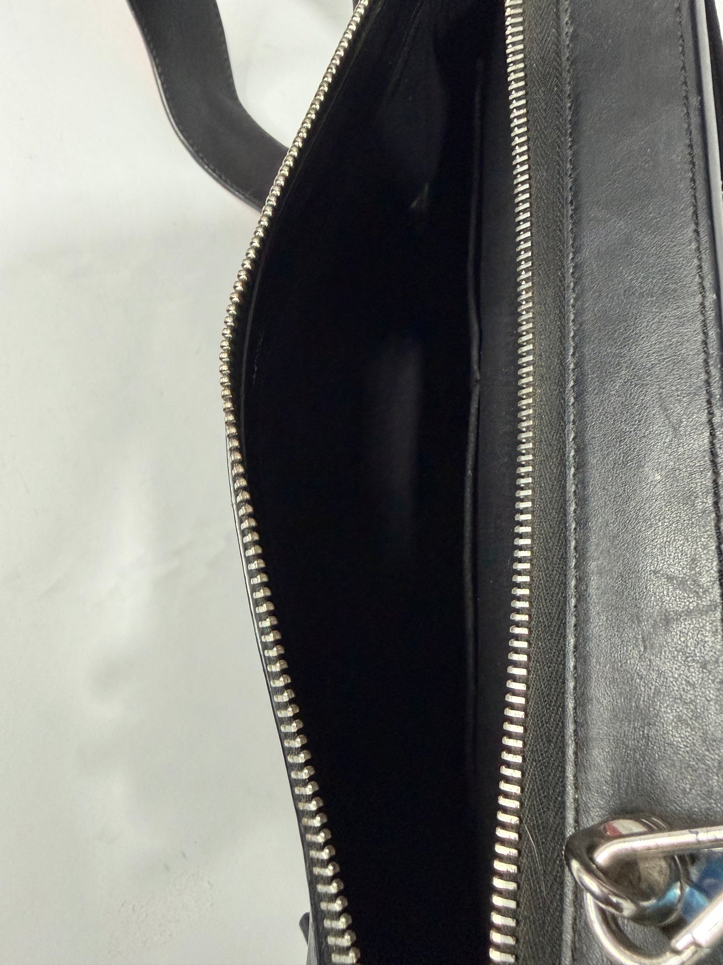 FENDI Black/Orange Smooth Calfskin Leather Dotcom Satchel Bag