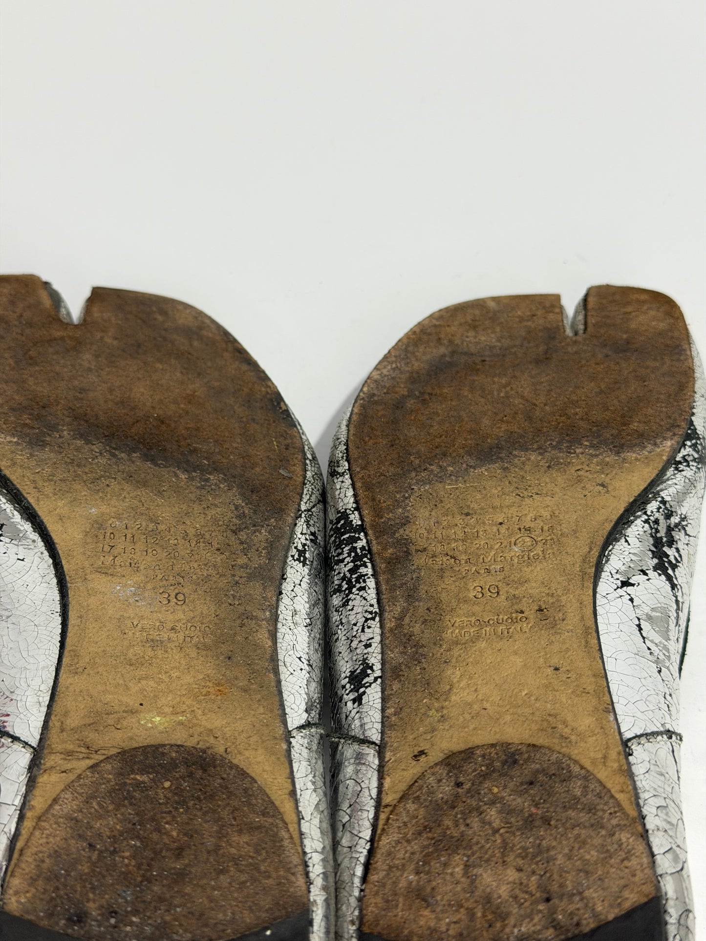 Maison Margiela Silver Tabi Mirror Ballerina Flats Size 38 EU/ 8US