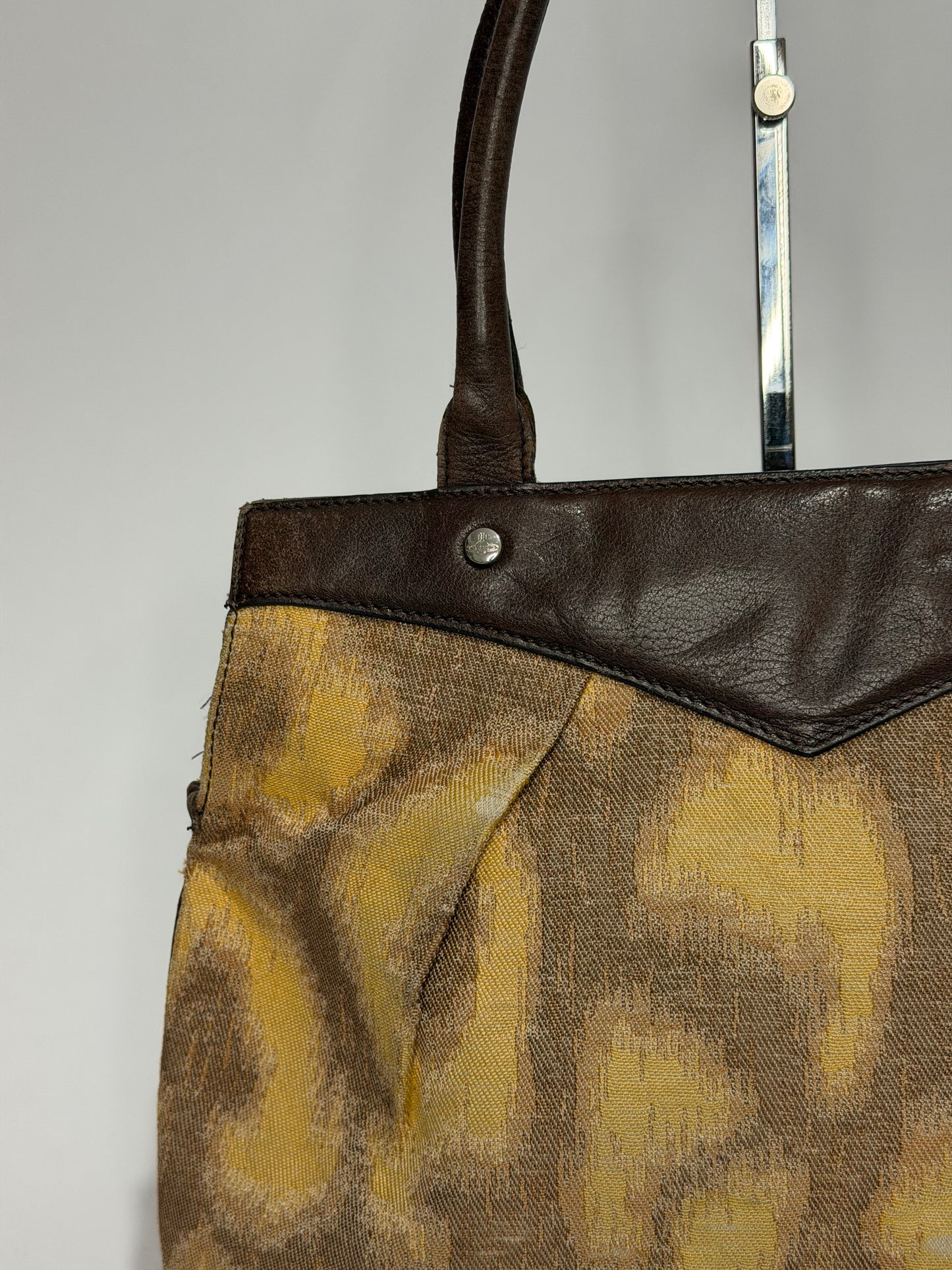 Vivienne Westwood Leopard Print Canvas & Leather Shoulder Tote Bag
