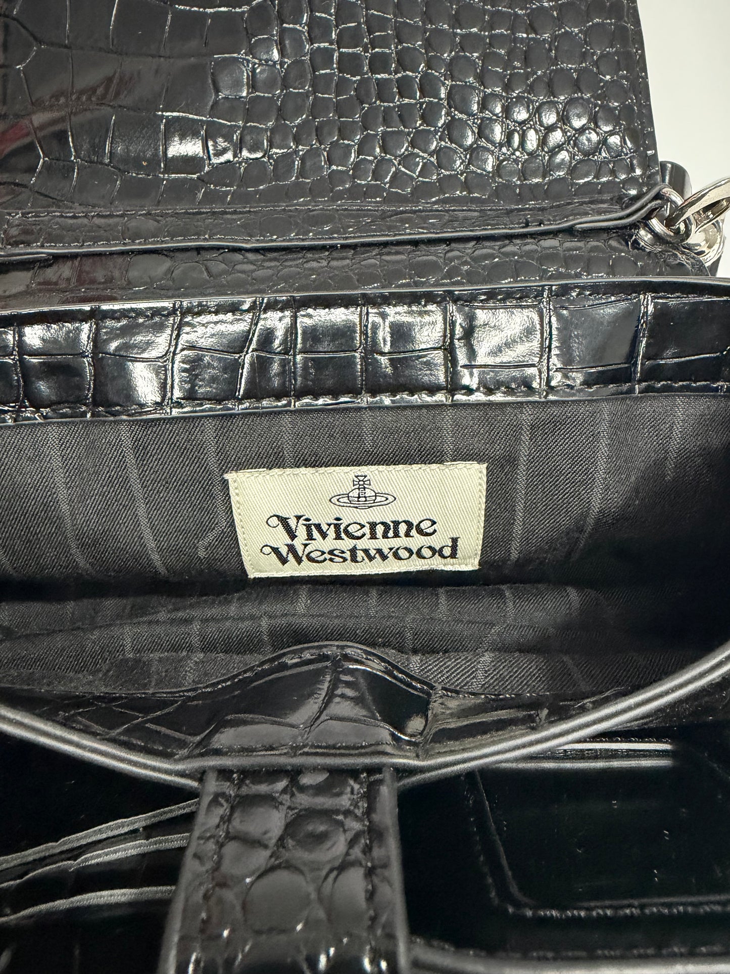 Vivienne Westwood Black Small Patent Leather Hazel Top-Handle Bag