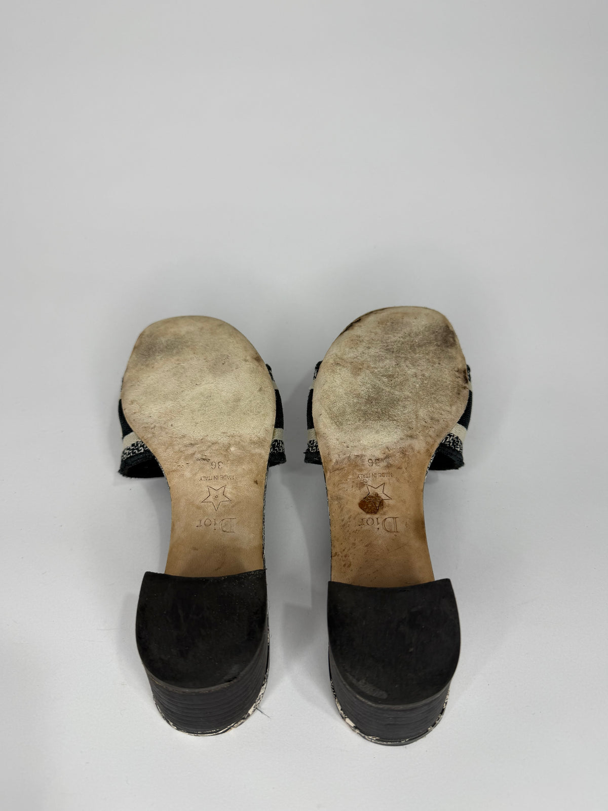 CHRISTIAN DIOR
Canvas Lurex Embroidered Dway 40mm Slide Sandals Size 36 EU/ 6 US / 3 UK