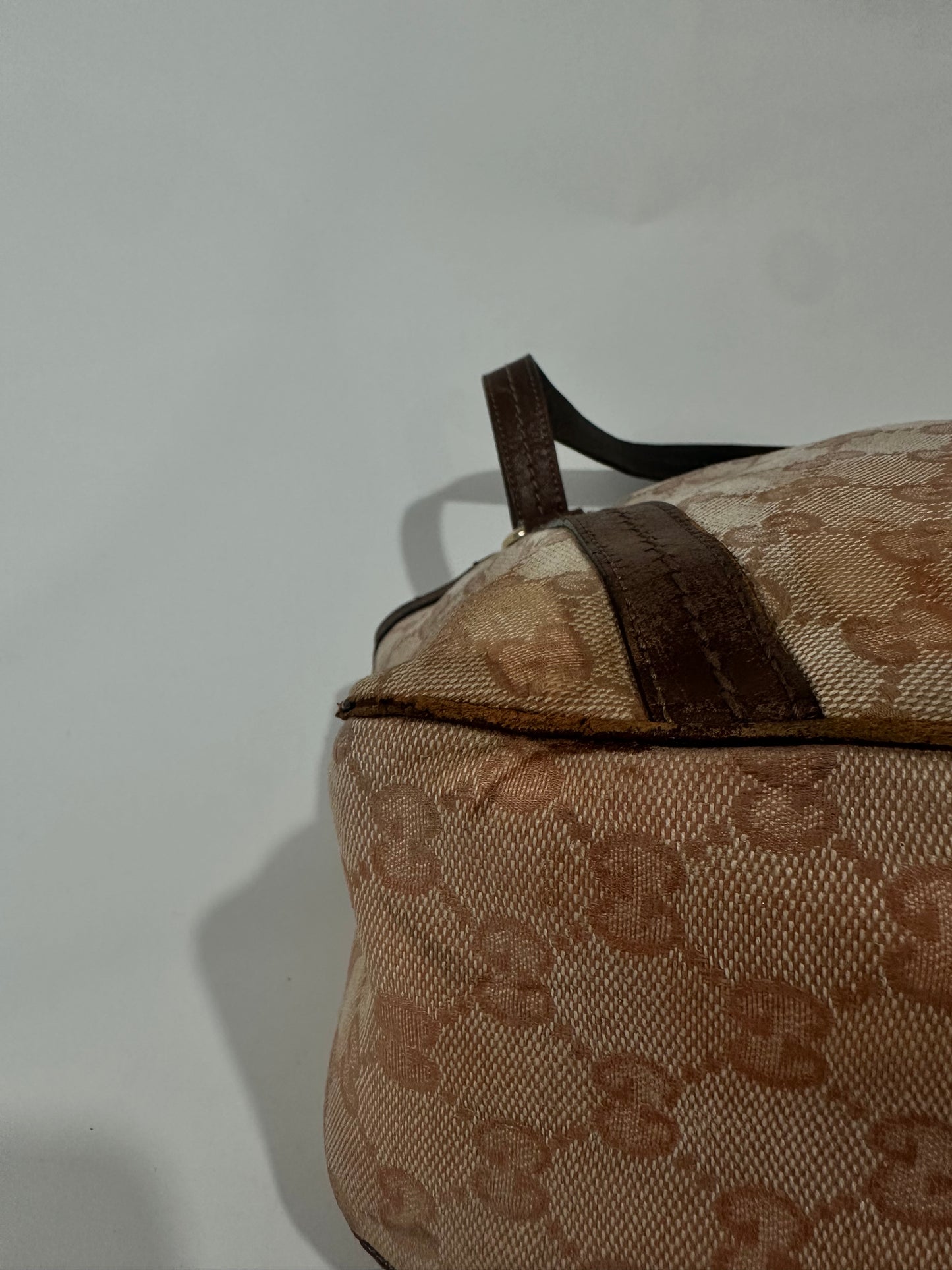 Gucci Vintage Coated Canvas Monogram Flap Shoulder Bag Ebony