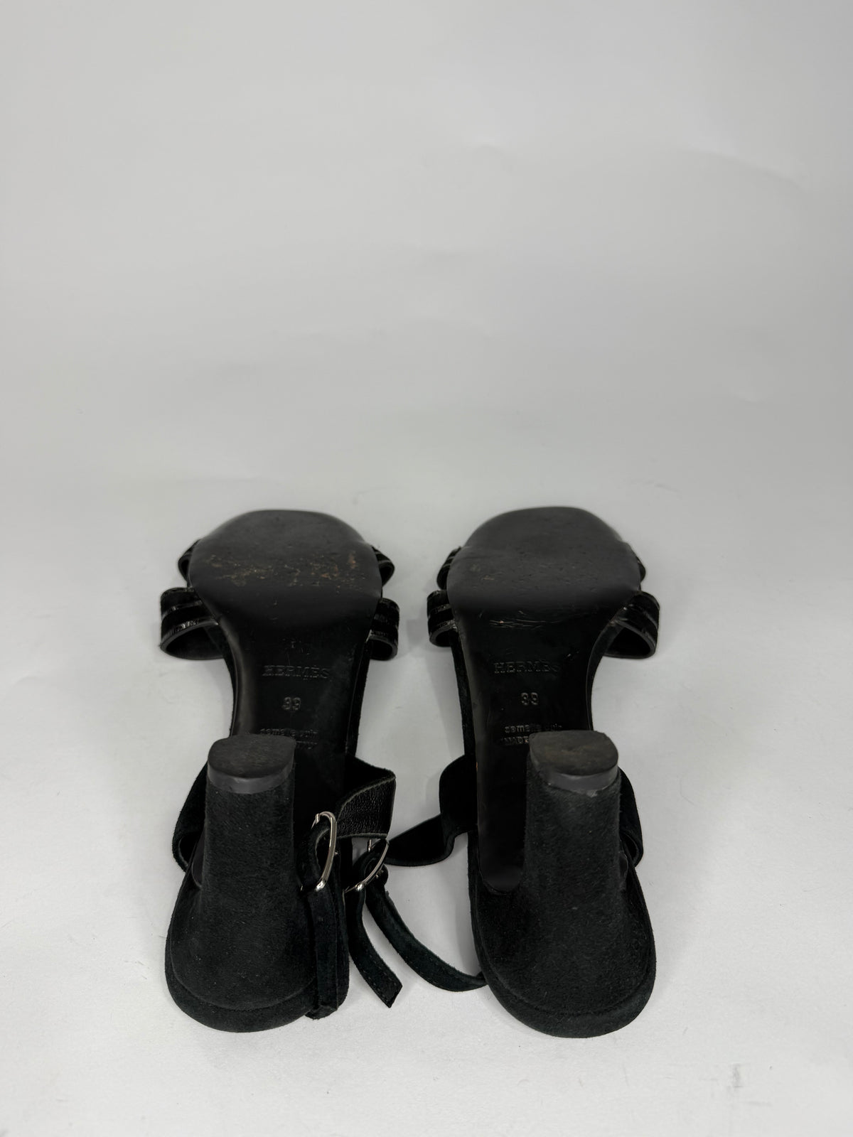 Hermes Heden 80 Black Suede sandal