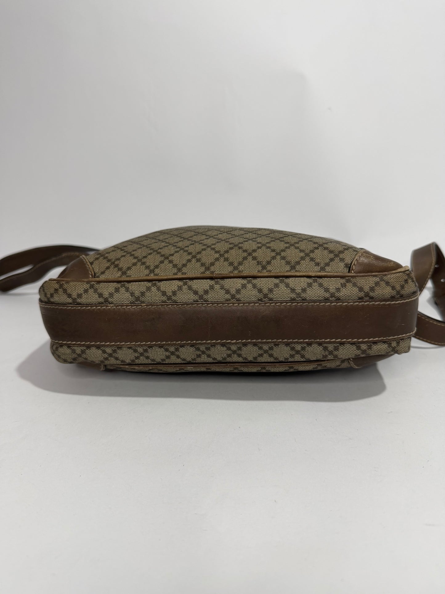 Vintage Gucci Diamante Canvas & Brown Leather Crossbody Messenger Bag