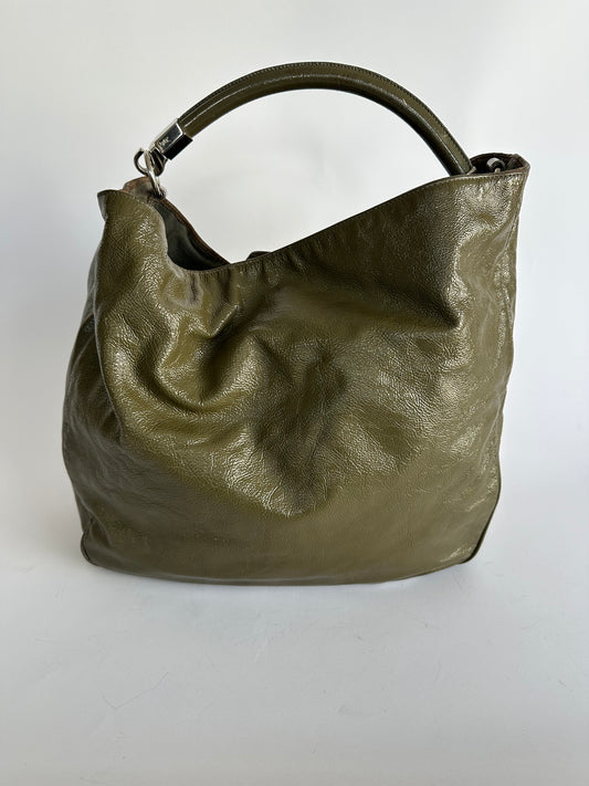 YVES SAINT LAURENT Green Leather Roady Bag