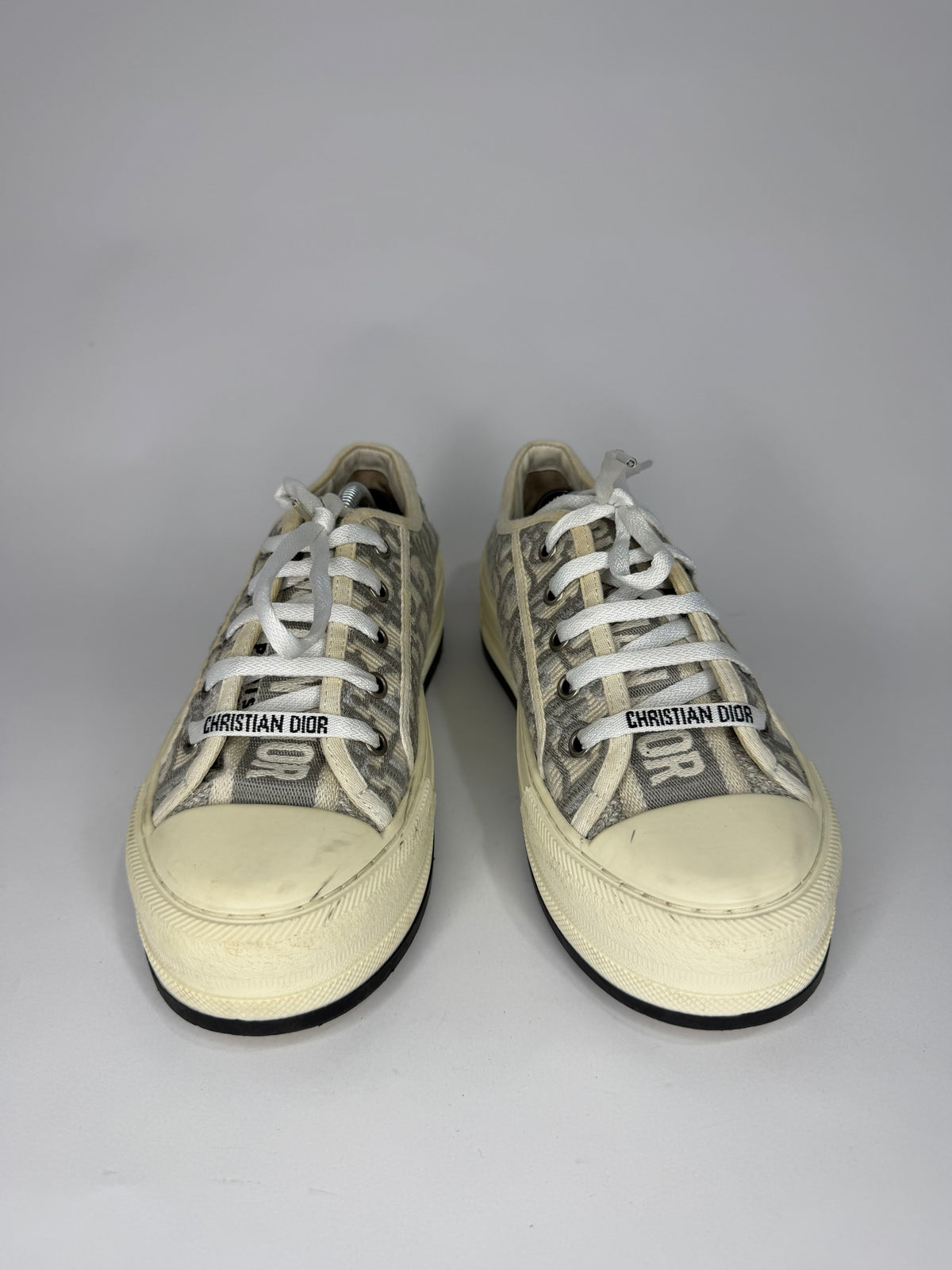 Dior Walk'n'Dior Beige/Grey Oblique Jacquard Lace Up Sneakers Size 38 EU/ 8 US/ 5 UK
