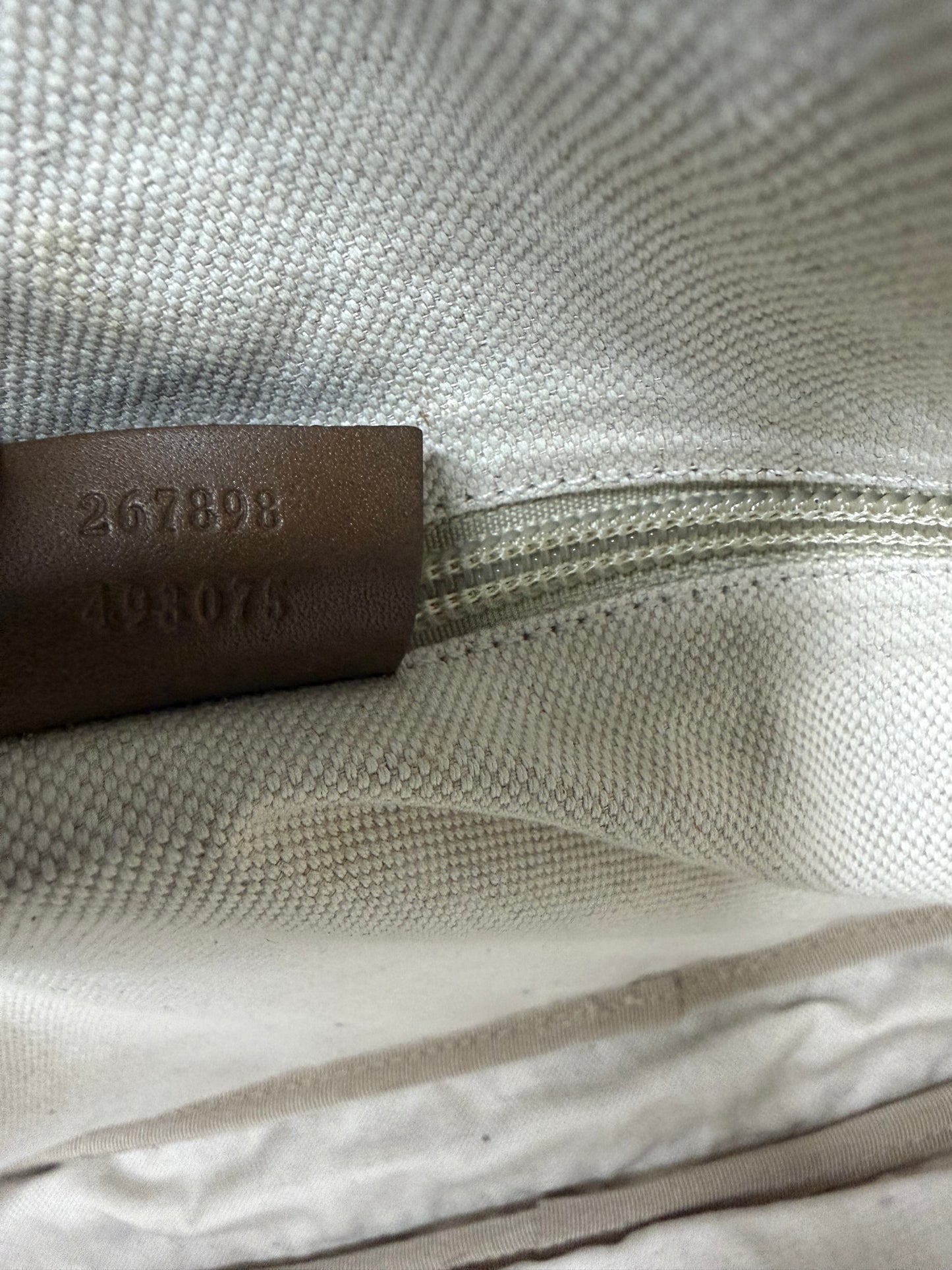 Gucci Beige/Tan Diamante Canvas and Leather Zip Pocket Briefcase