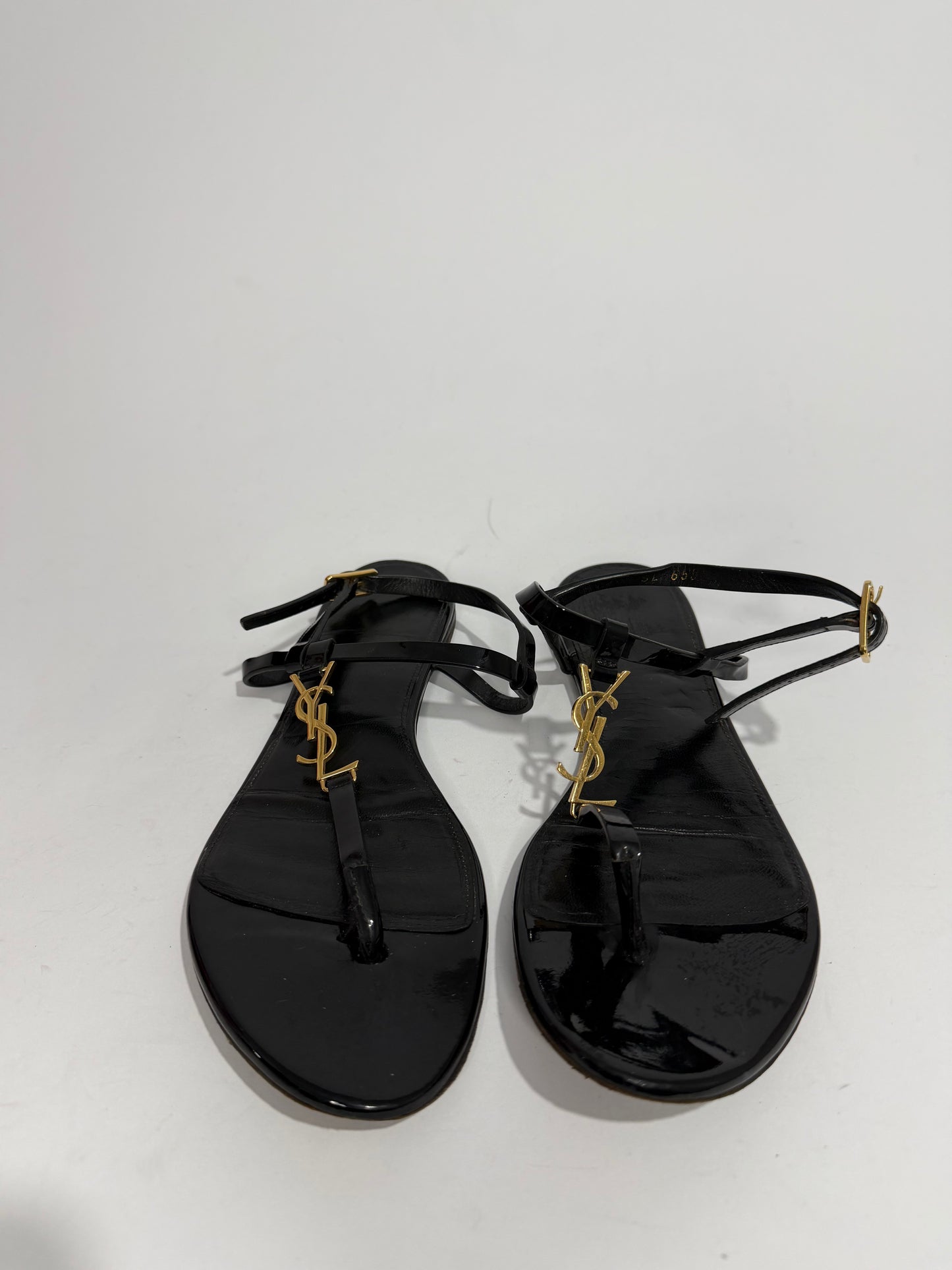 SAINT LAURENT CASSANDRA SANDALS IN PATENT LEATHER SIZE 39 EU/ 9 US