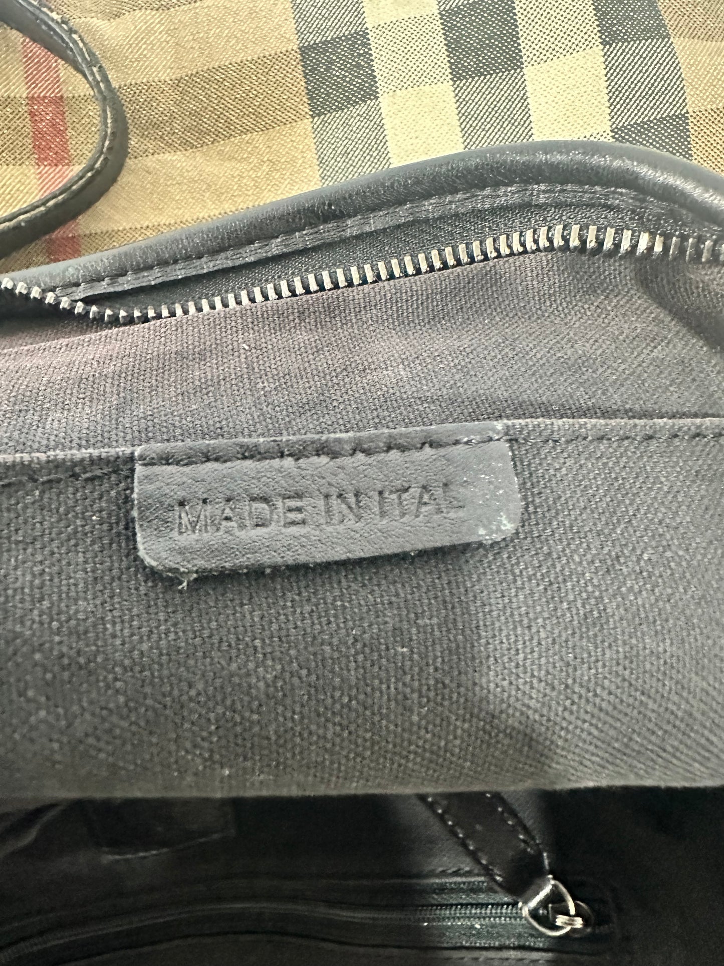 Burberry Black/Beige Shimmery Nova Check Canvas and Leather Trim Tote