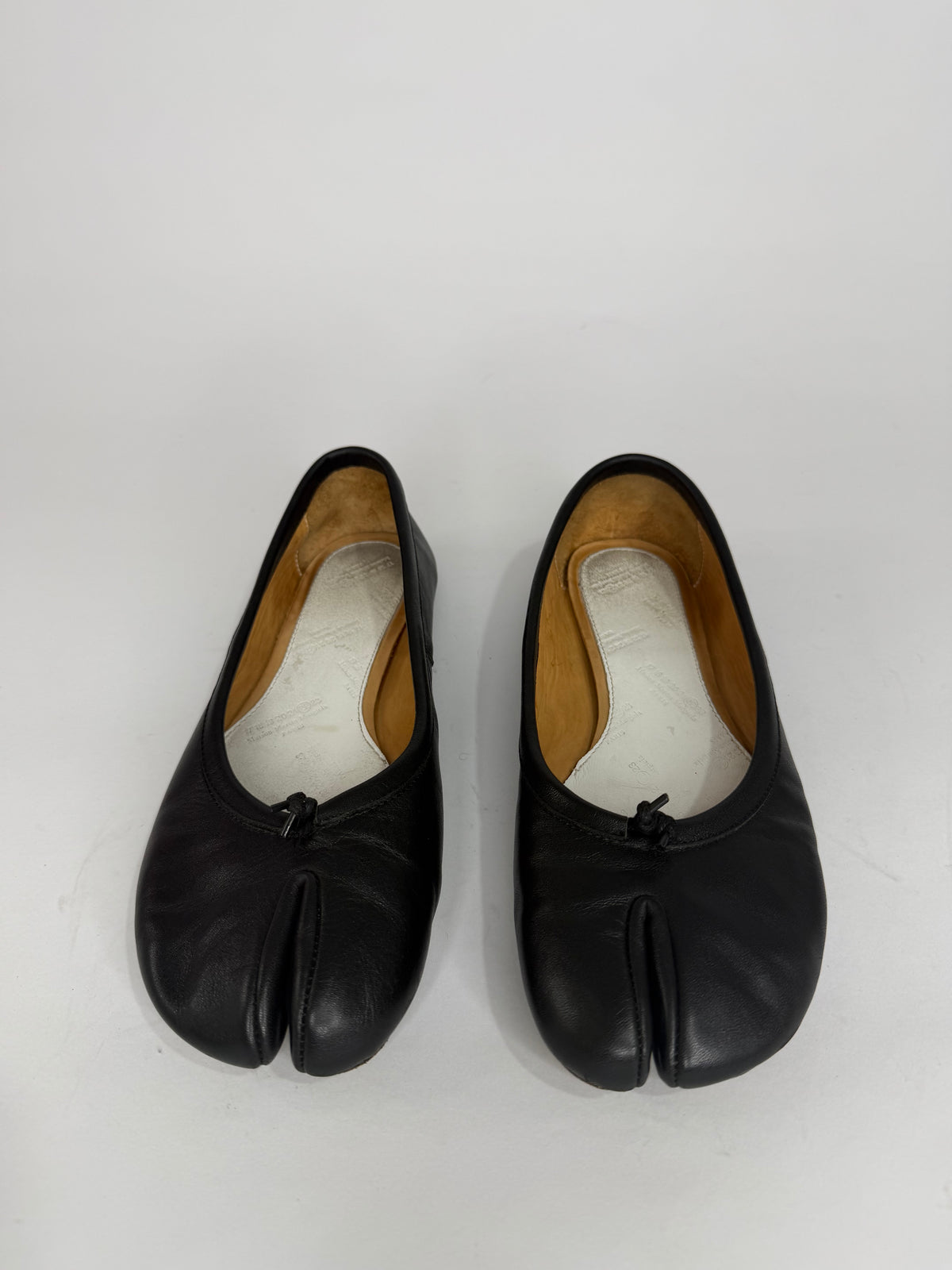 Maison Margiela Tabi Ballet Flats Black Leather Split-Toe EU 38 EU/ 8 US