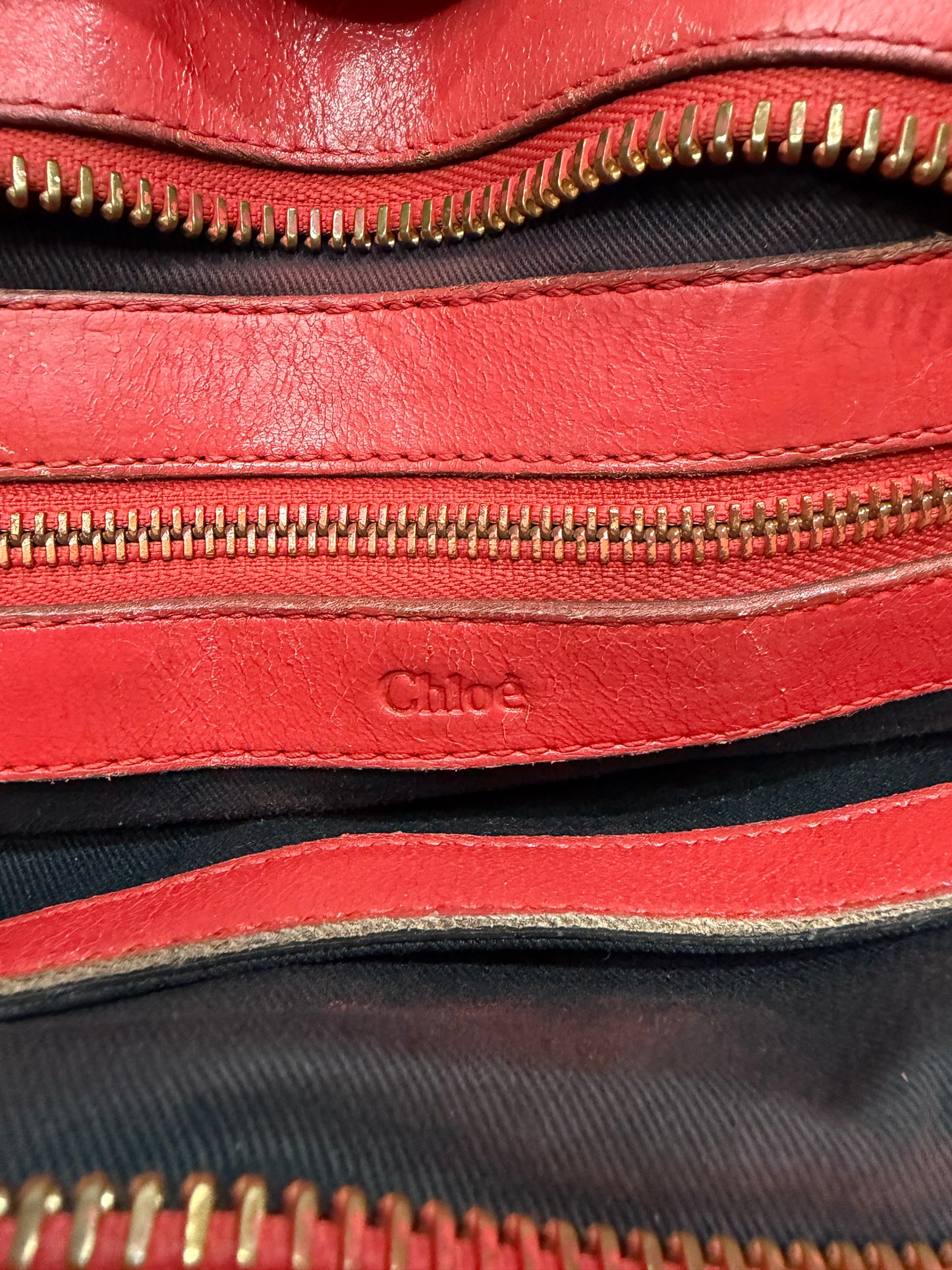CHLOE Calfskin Small Ethel Satchel Red
