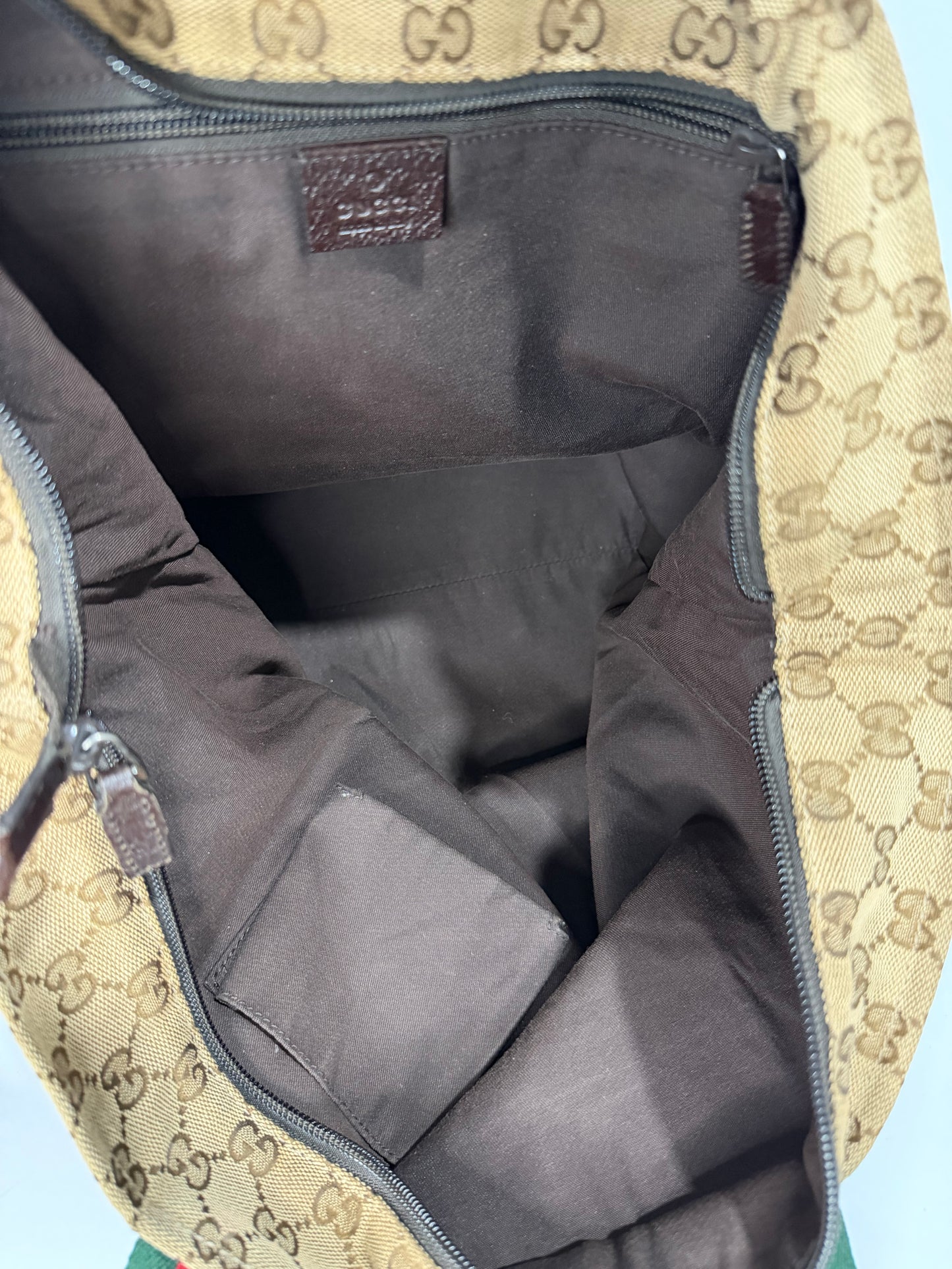GUCCI GG Monogram Large Web Handle Bucket Tote