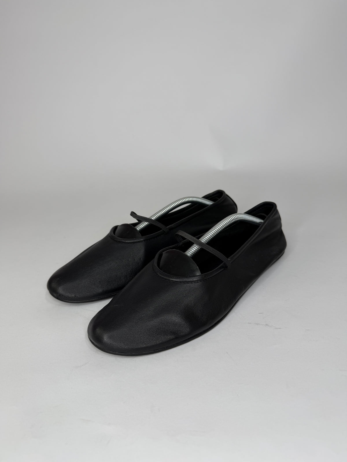 The Row Black Leather Elastic Ballet Flats Size 38 EU/ 8 US