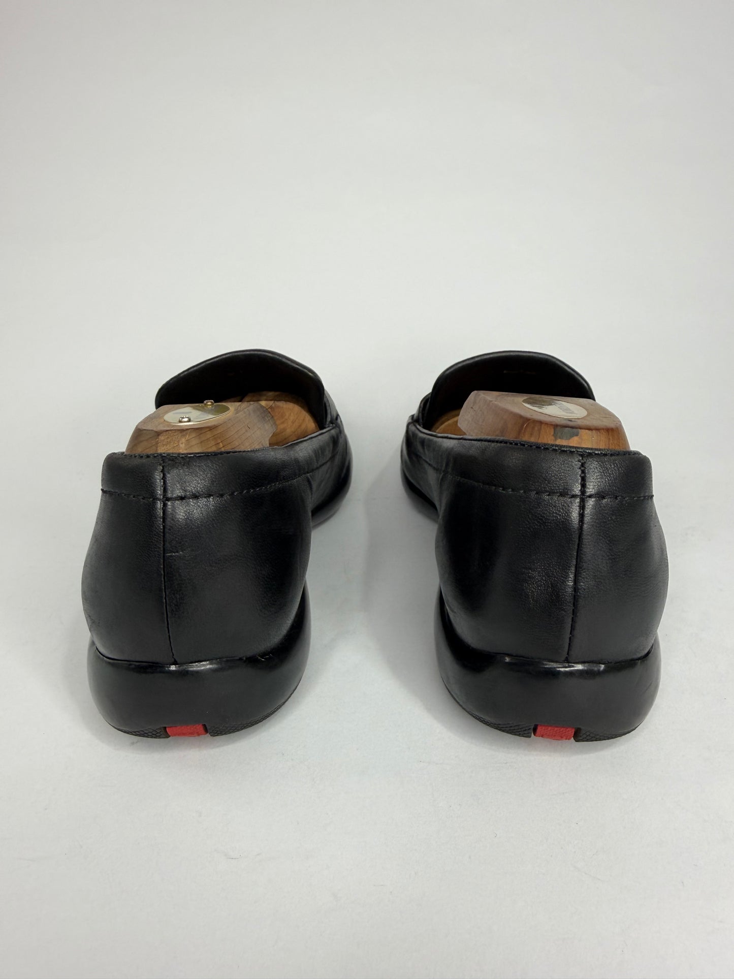 PRADA
Sport Black Nappa Leather Loafers Size 39.5 EU/ 6.5 UK/ 7.5 US