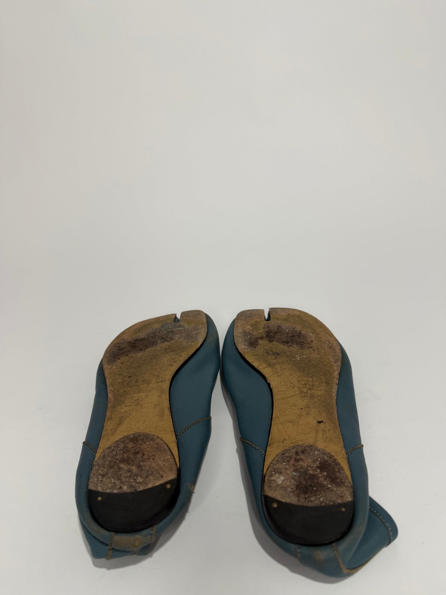 Maison Margiela Tabi Ballet Flats Blue Leather Split-Toe EU 37