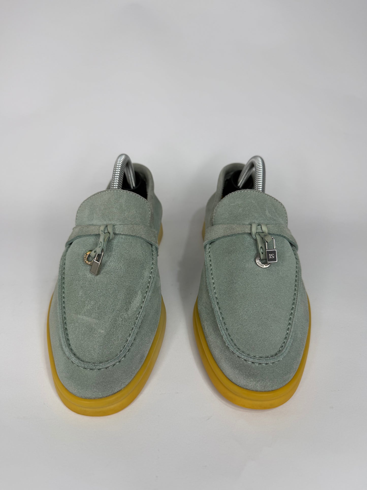 Loro Piana mint green Suede Summer Charms Walk Loafers Size 35.5 EU/ 5.5 US