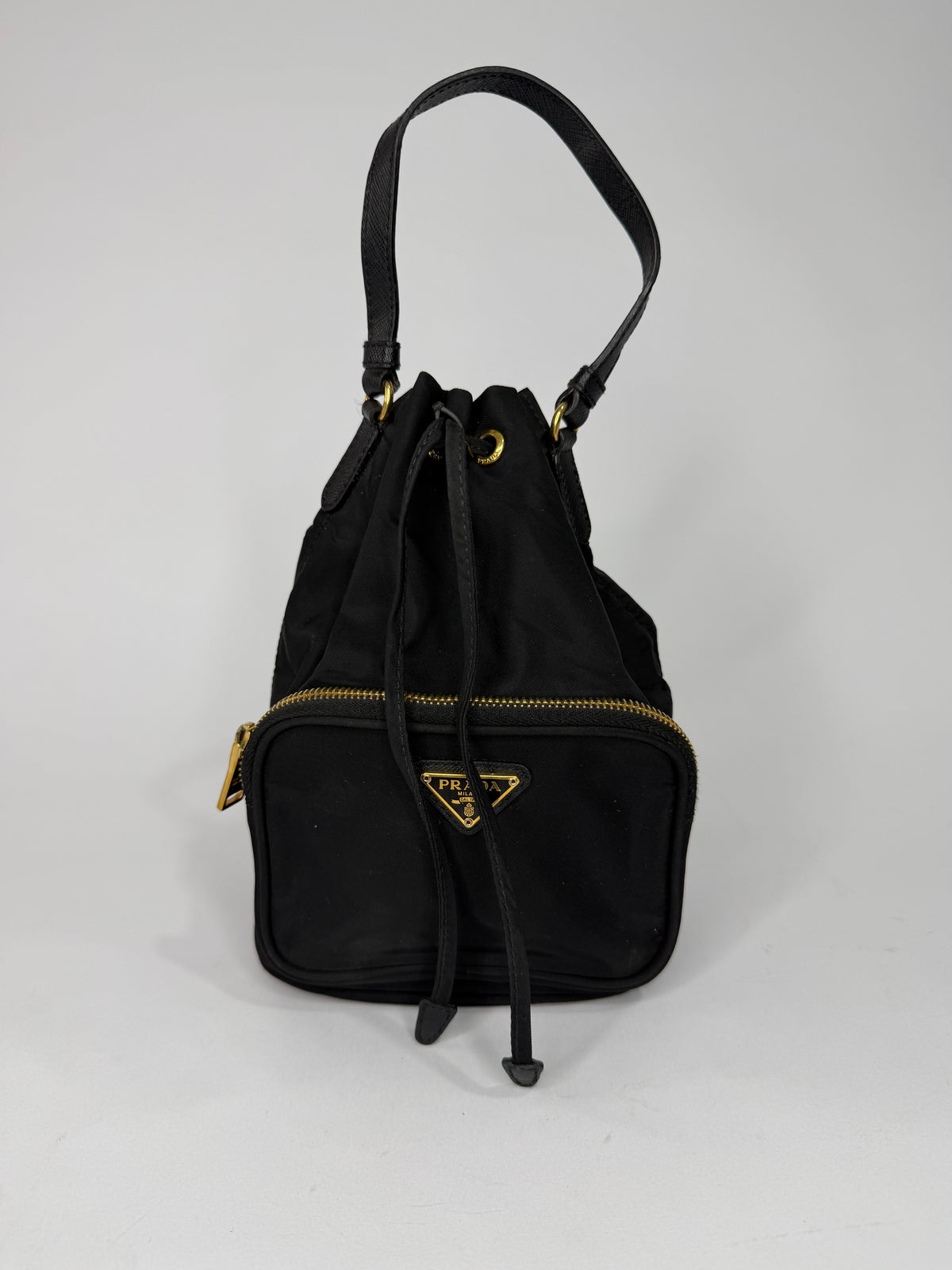 Prada Black Nylon Duet Bucket Shoulder Bag
