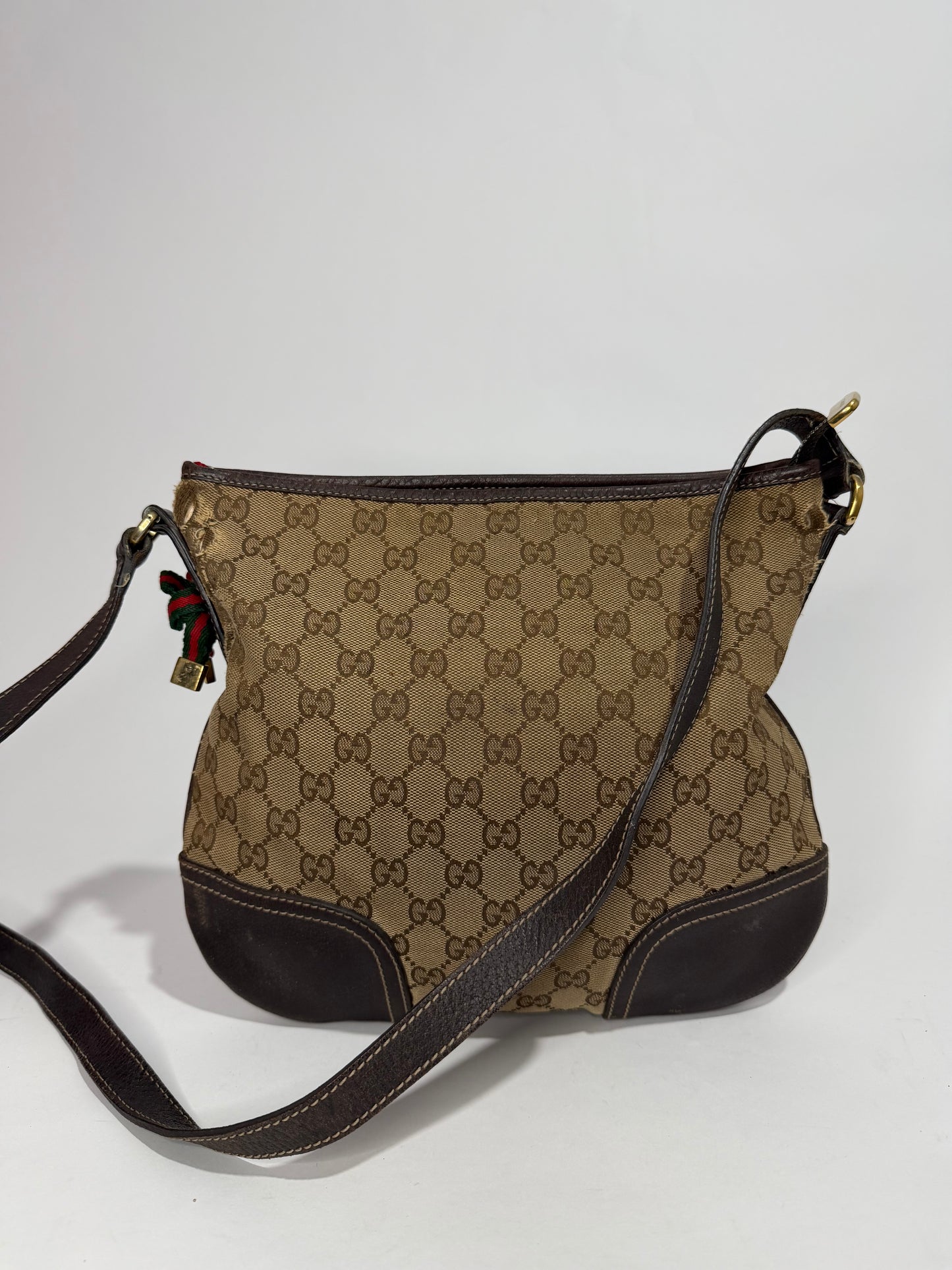 Gucci Beige/Brown GG Canvas and Leather Mayfair Bow Crossbody Bag